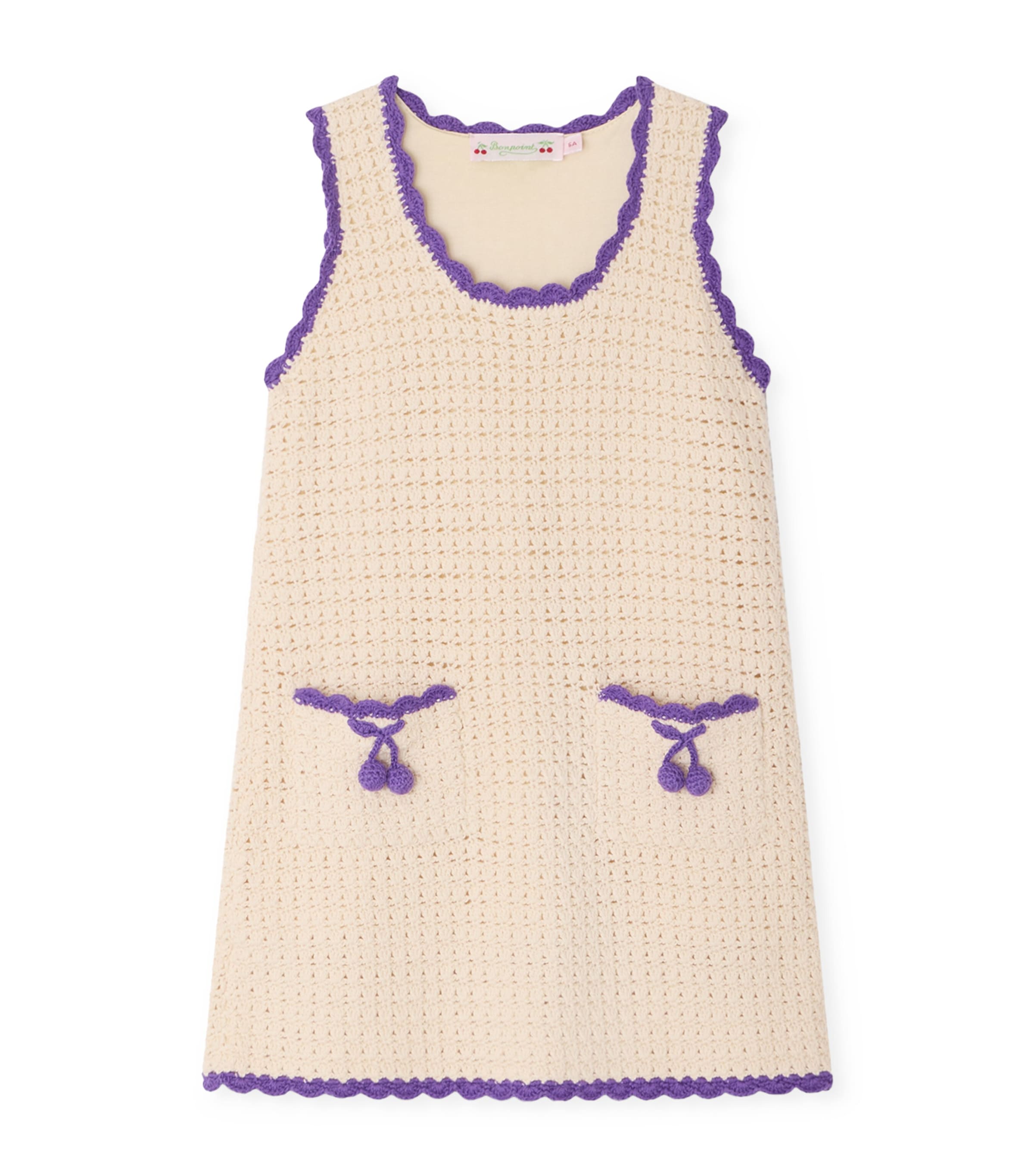 Bonpoint Cotton Crochet Lali Dress (4-8 Years) Ecru Image 1