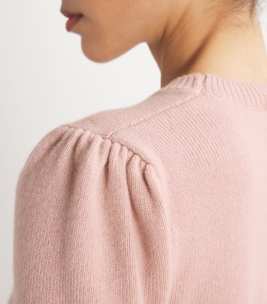 FRAME Womens Cashmere Short-Sleeve Sweater Almond Pink Image 6