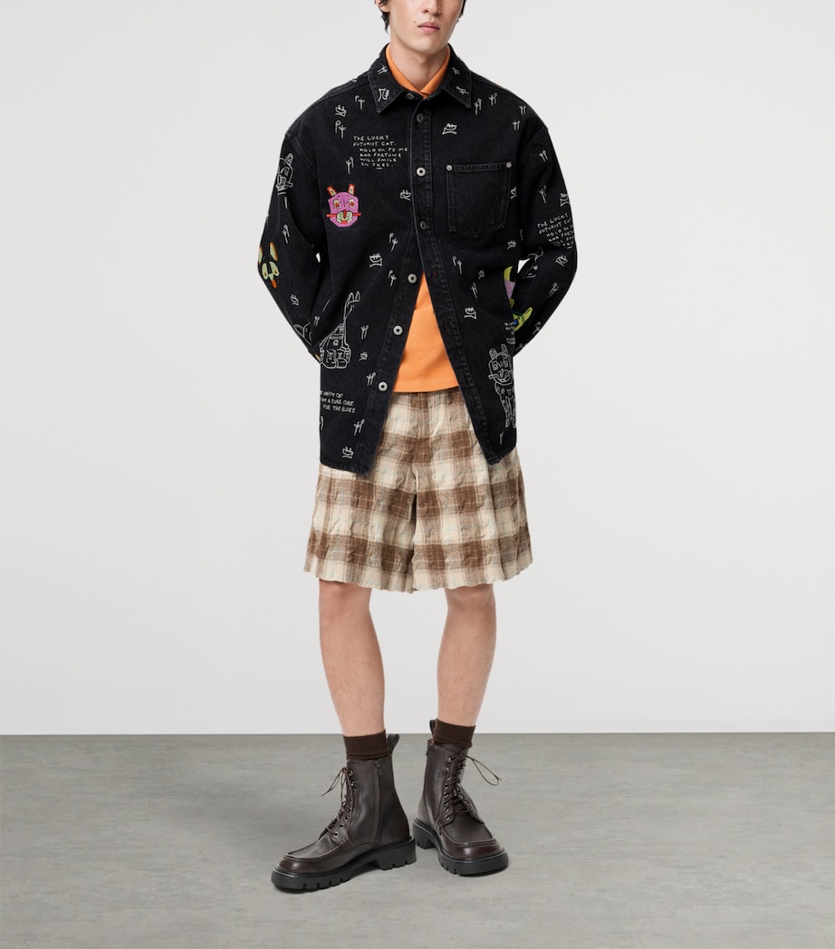 x Louis Wain Embroidered Denim Overshirt BLACK/MULTICOLOR Image 2