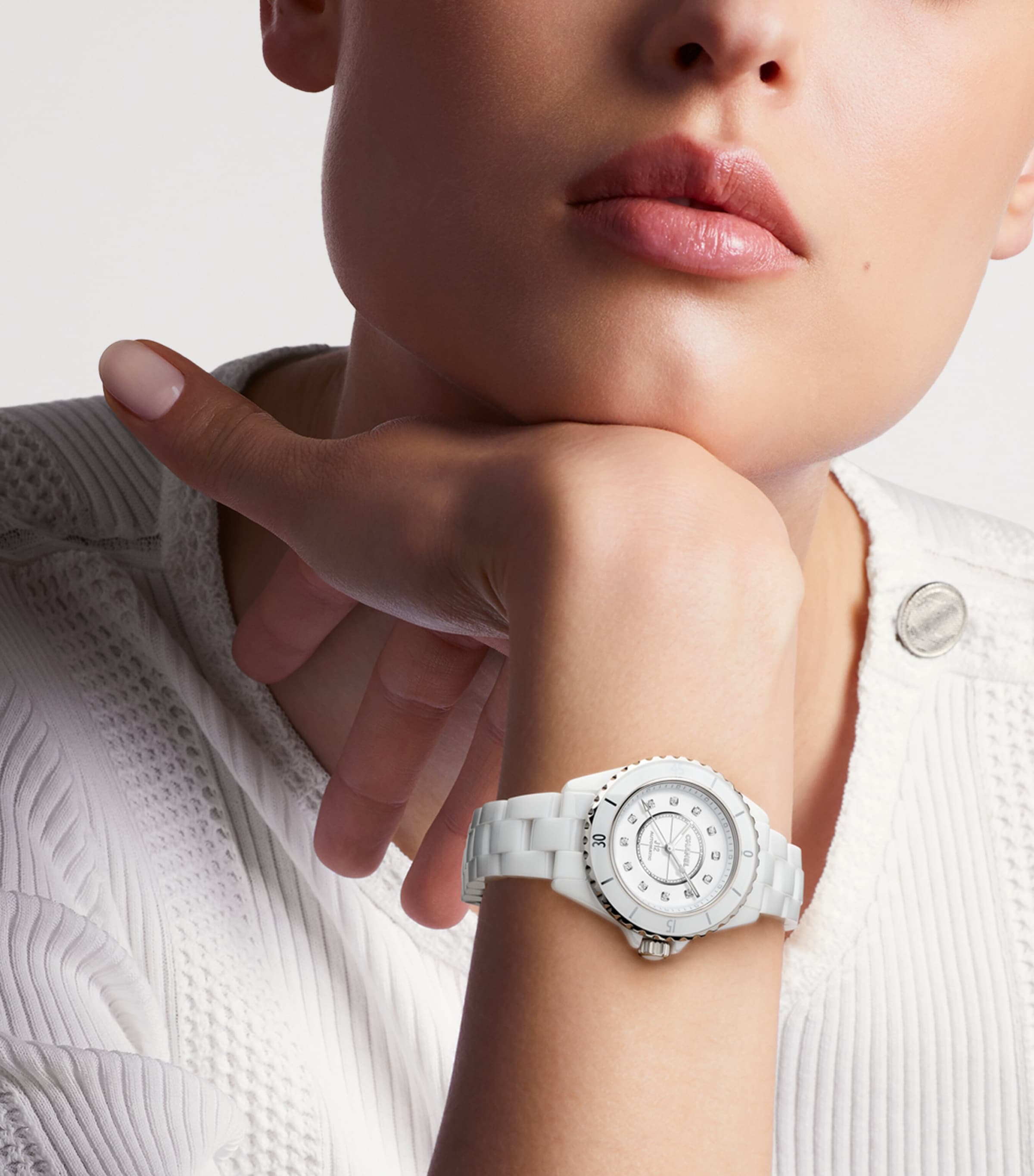 Ceramic, Steel and Diamond J12 Calibre 12.2 Watch 33mm WHITE Image 2