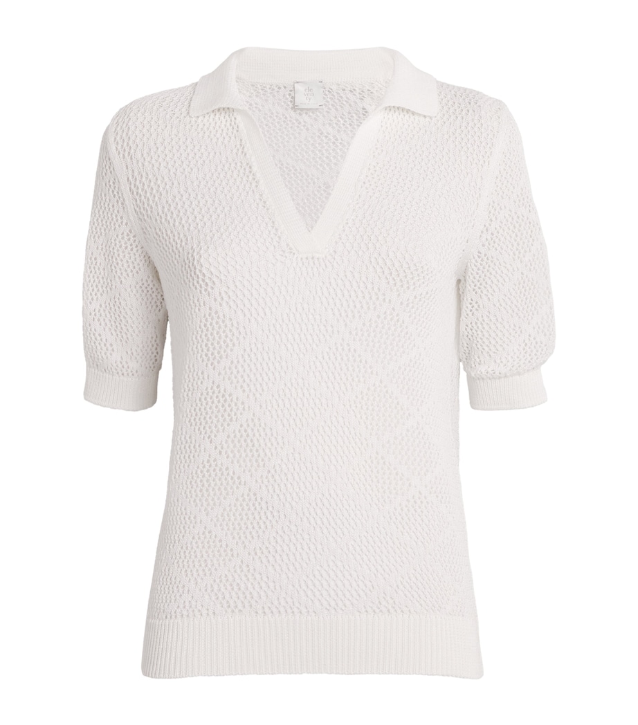 Cotton Crochet Polo Shirt BIANCO Image 1
