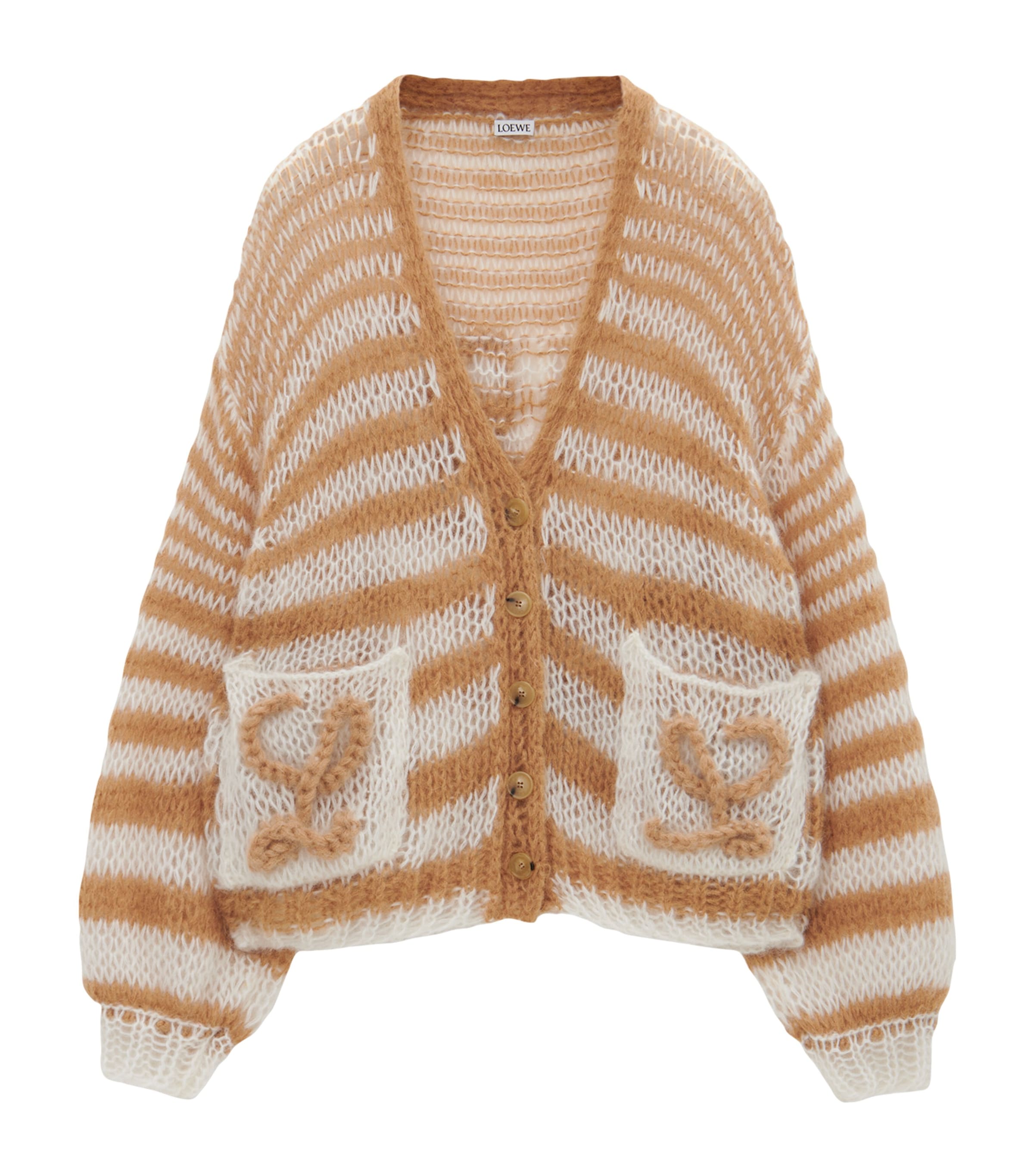 Shop Loewe Mohair-blend Anagram Cardigan In White