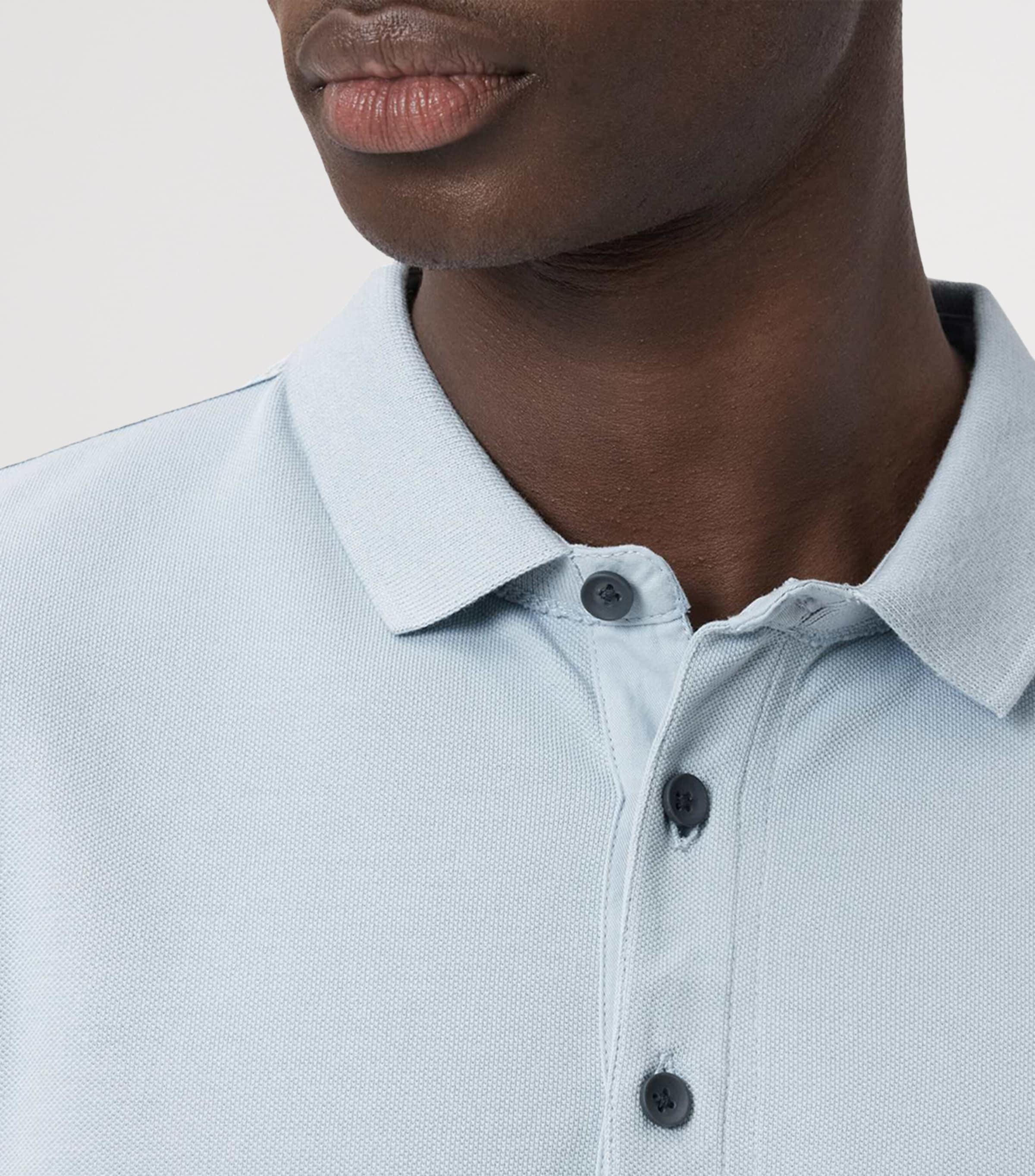 AllSaints Mens Organic Cotton Reform Polo Shirt Misty Blue Image 7