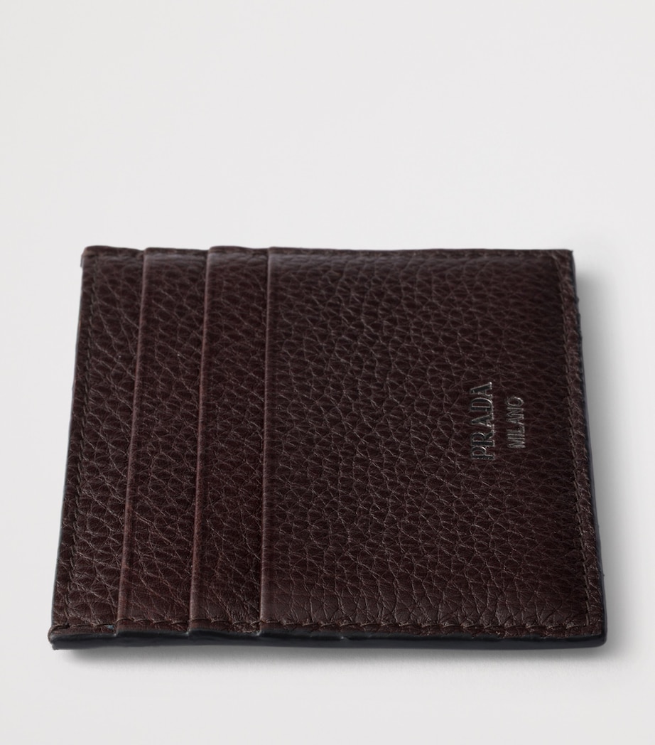 Prada Leather Card Holder Brown Image 3