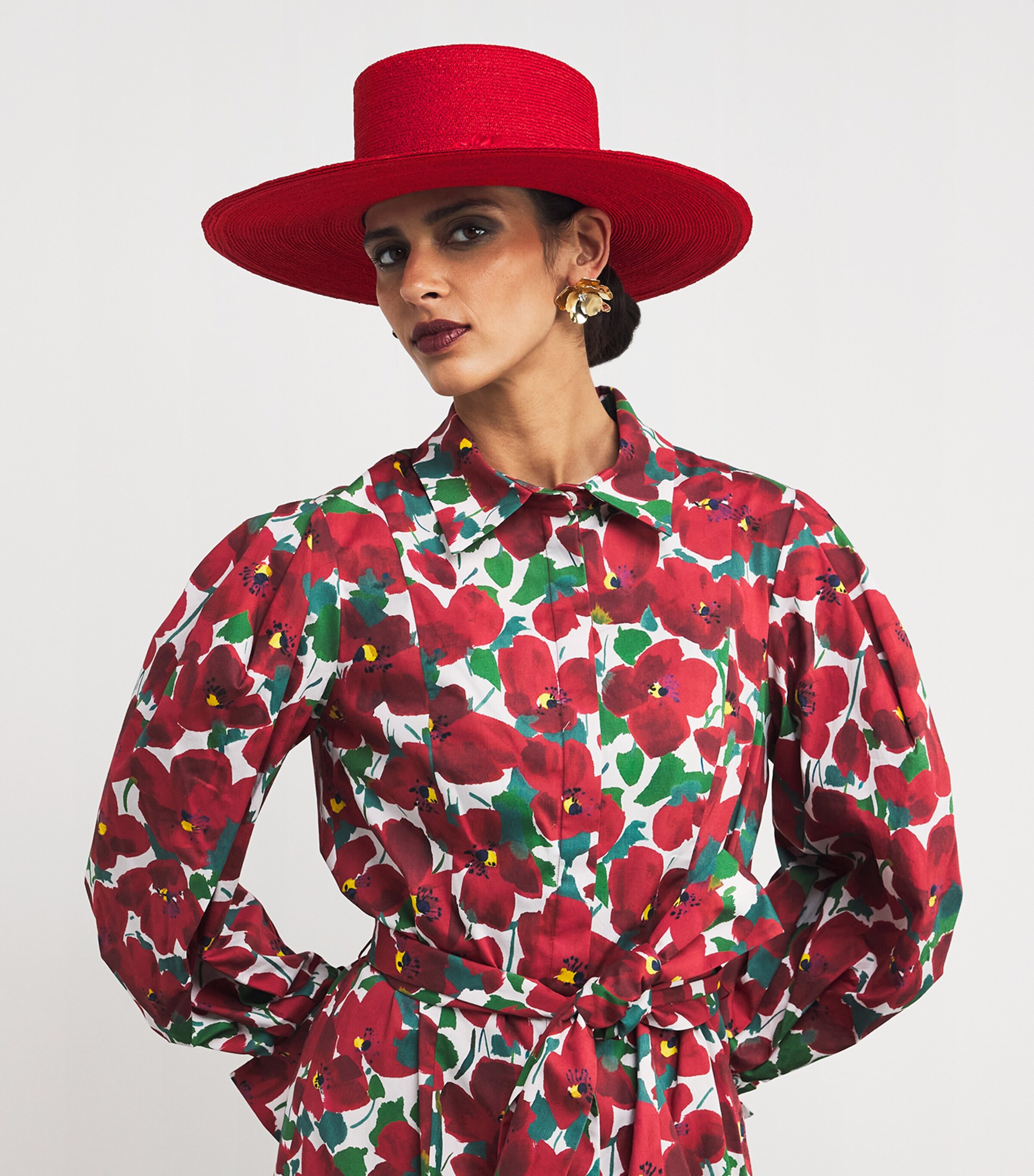 Maison Michel Lana Rose Hat Red Image 4