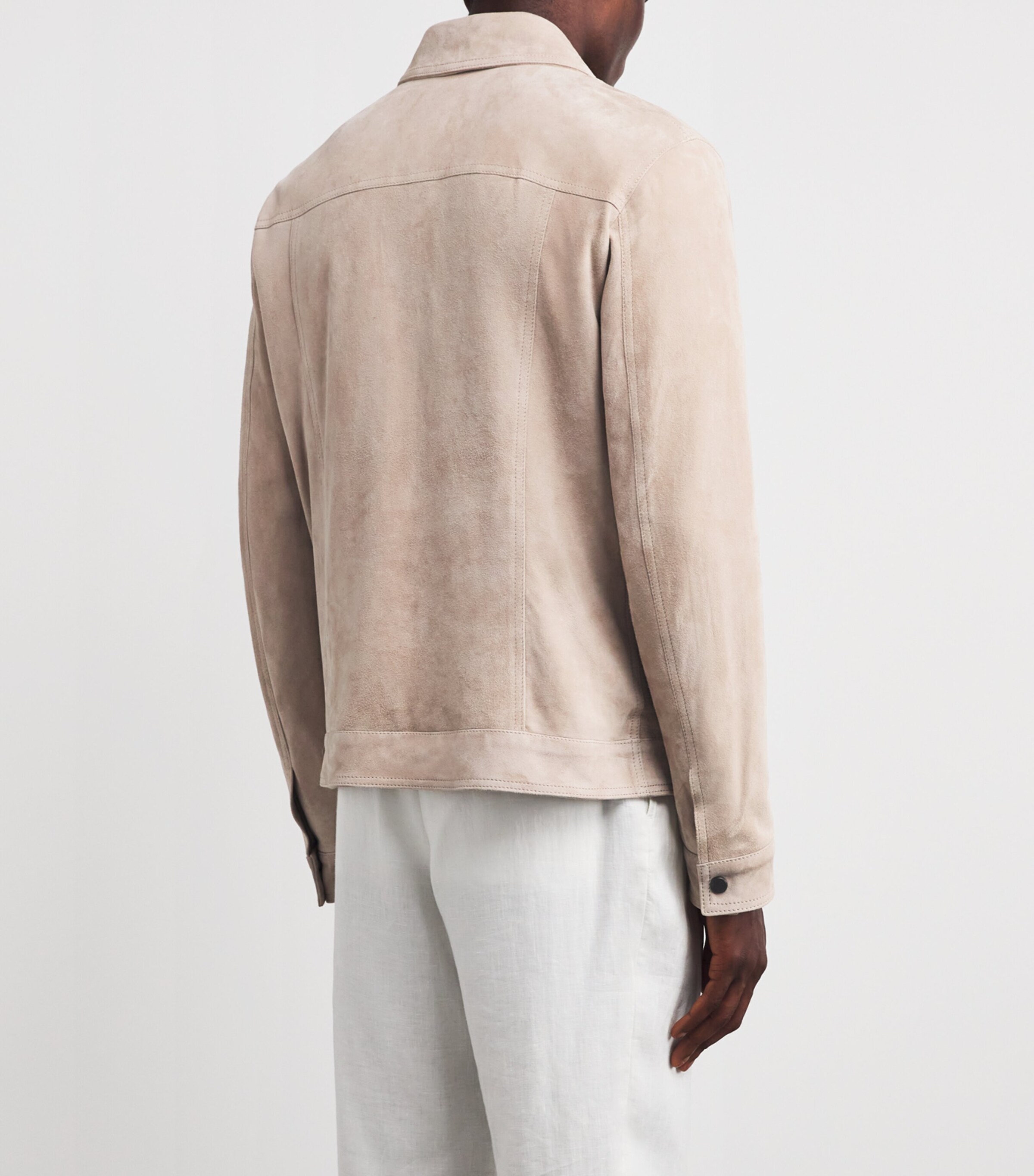 Pal Zileri Mens Suede Shirt Jacket Natural Image 4