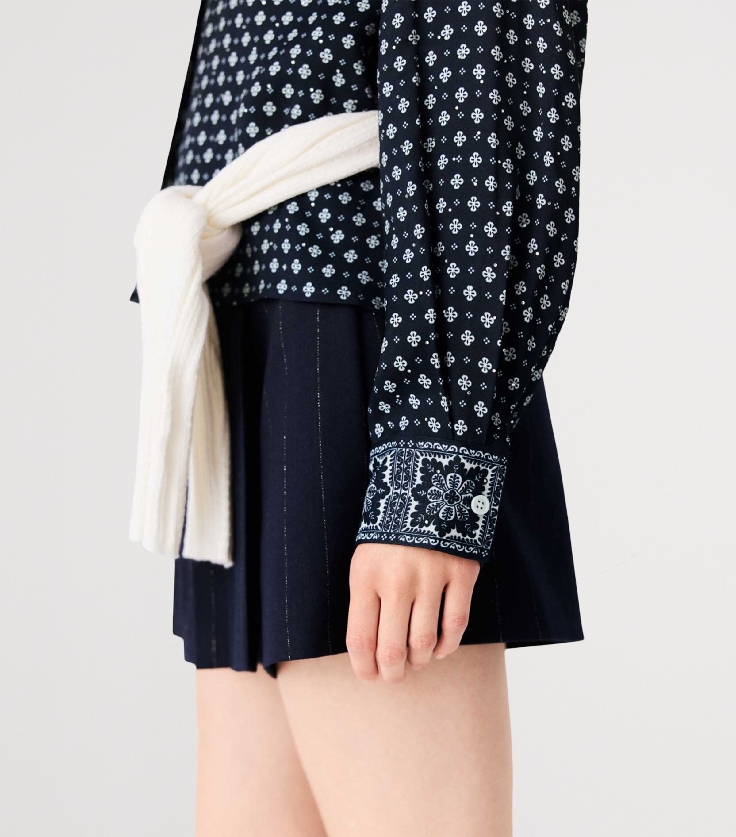 Maje Womens Rhinestone Printed Shirt Navy Loungewear Image 7