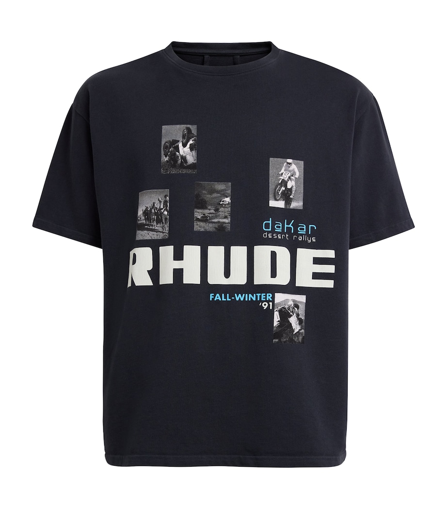 Rhude Mens Cotton 91 Rallye T-Shirt Vintage White /black Image 1