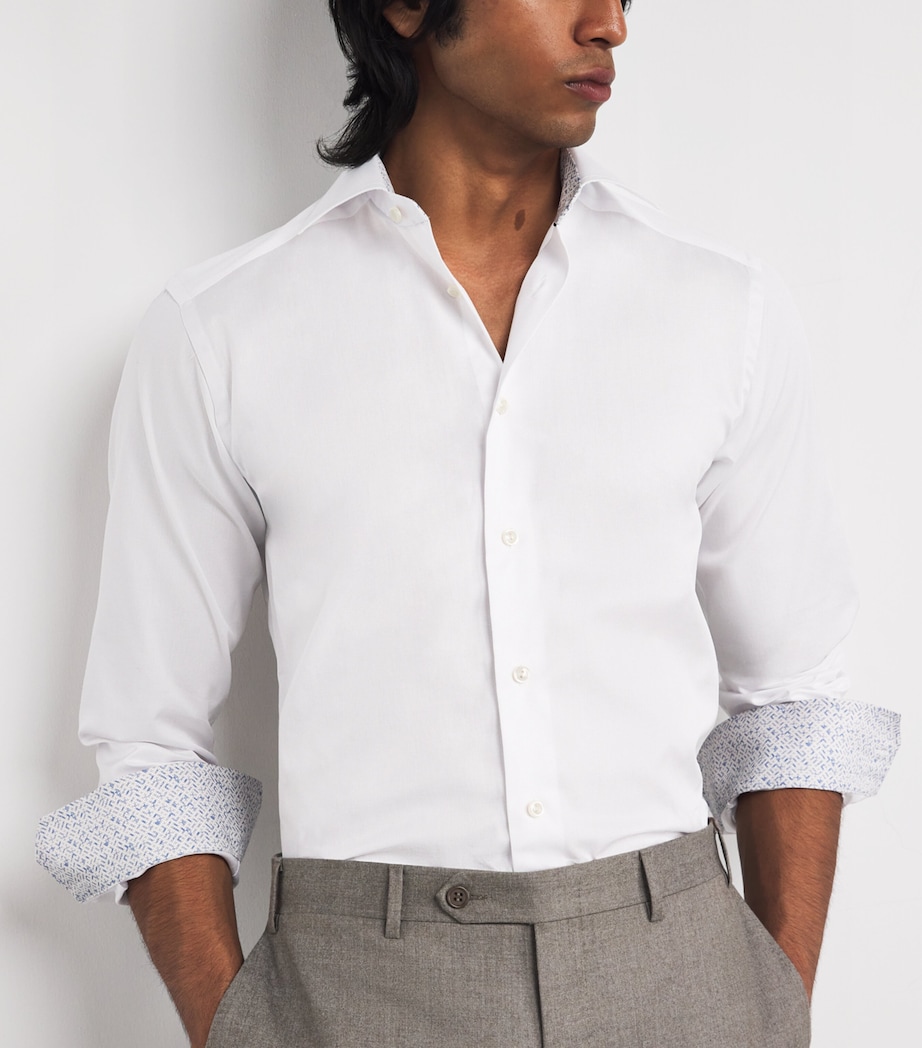 Cotton Signature Twill Geometric-Collar Shirt WHITE GEO Image 6