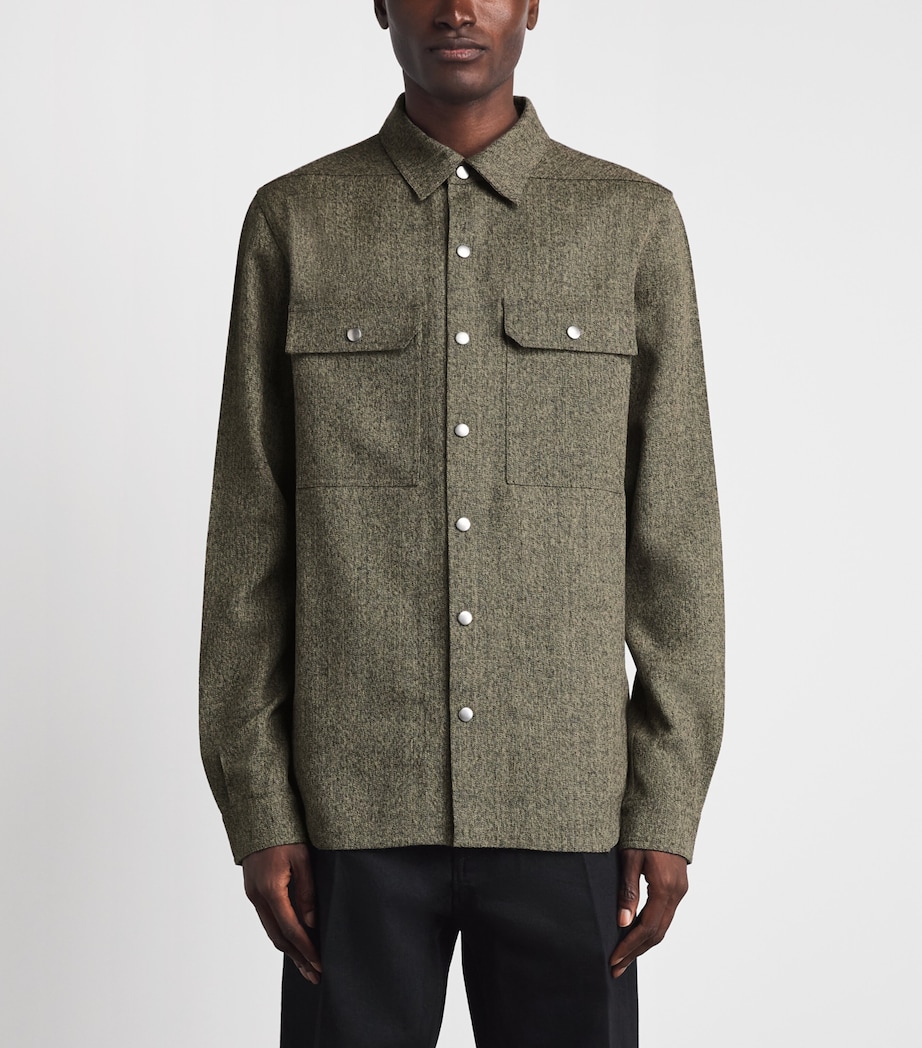 Rick Owens Mens Wool Overshirt Black Melange Image 4