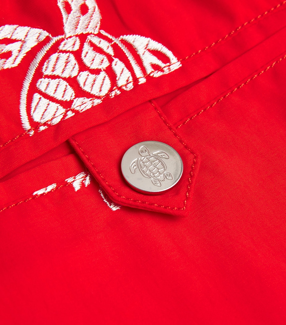 Embroidered Turtle Swim Shorts 201-COQUELICOT Image 5