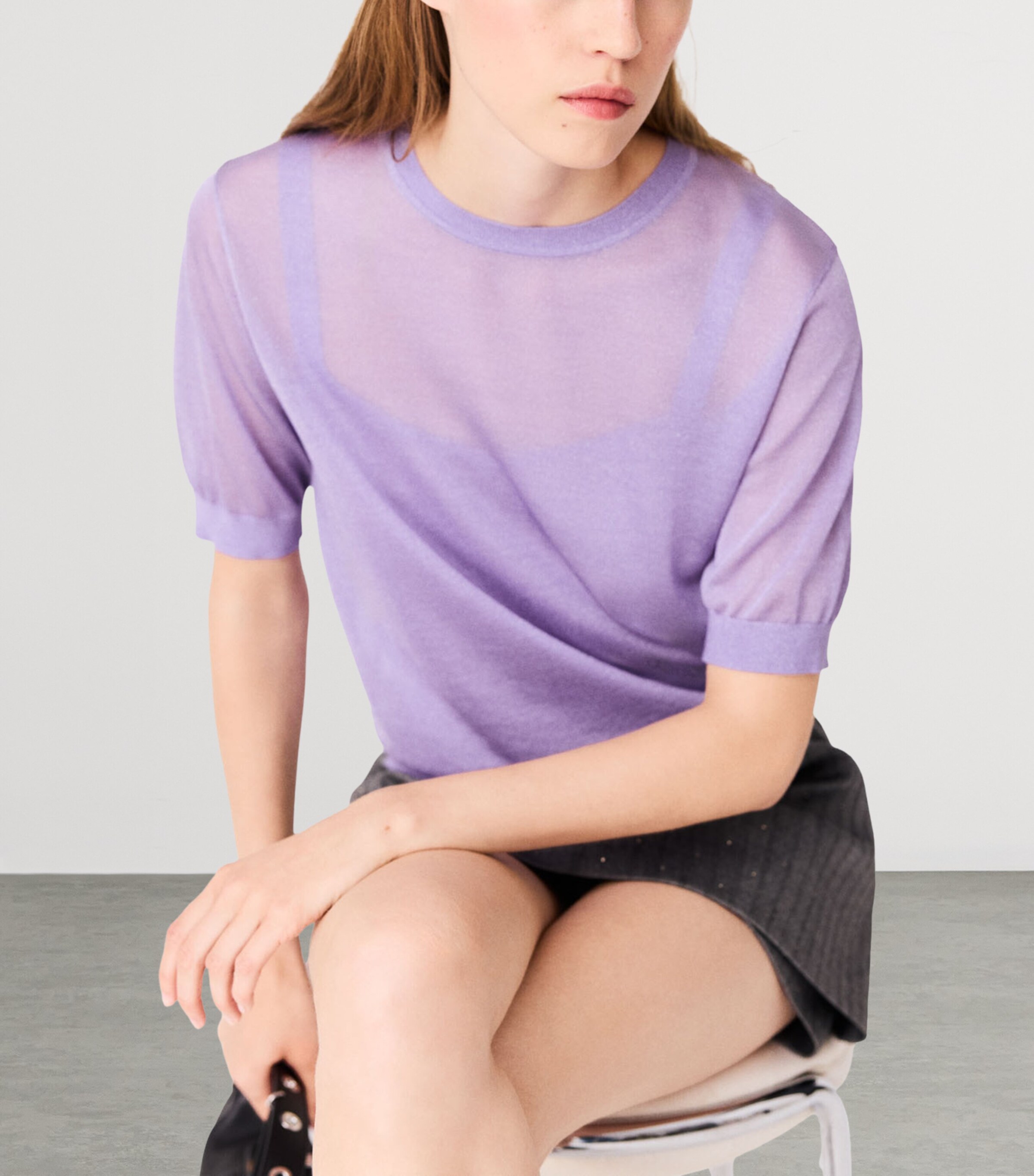 Maje Womens Knit T-Shirt and Cami Top Set Parma Violet Image 7