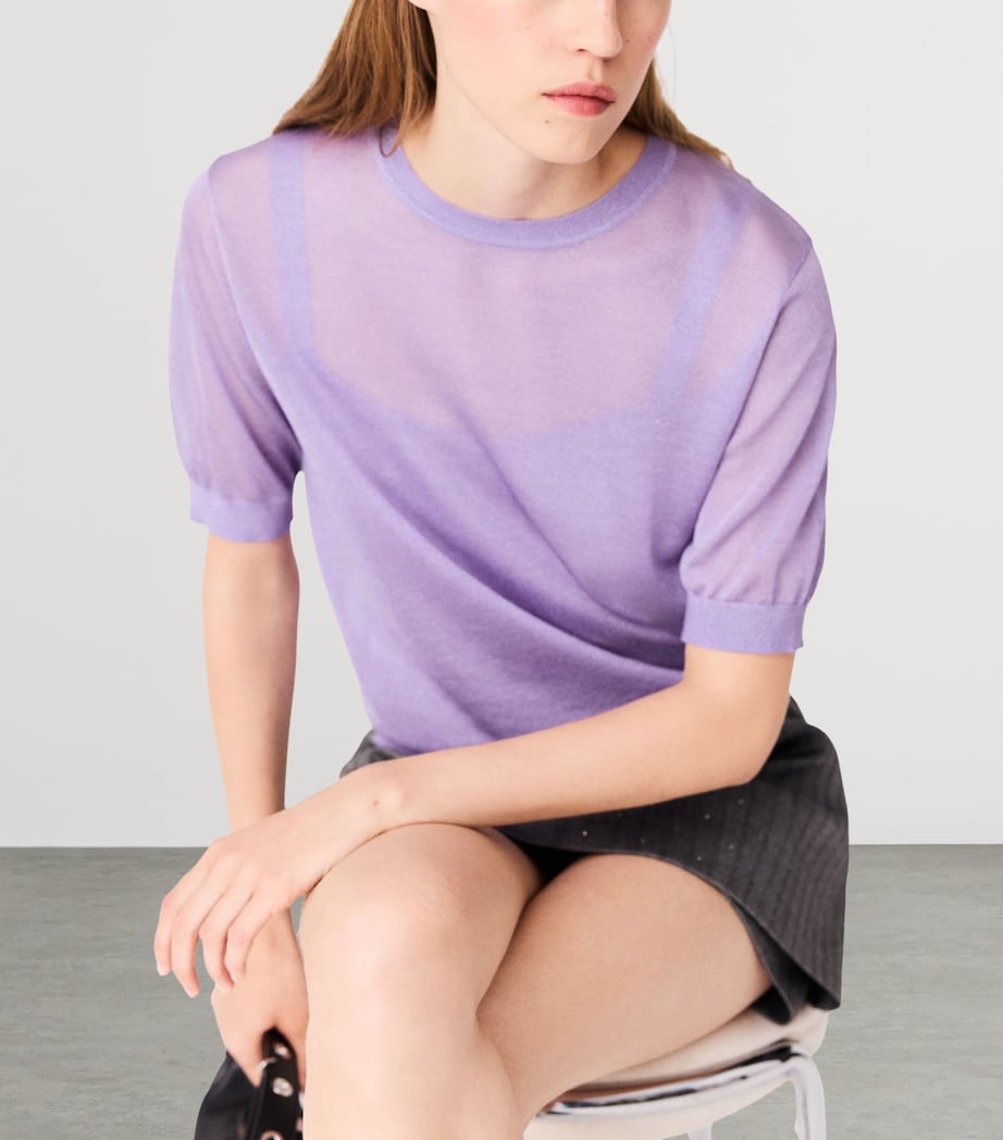 Maje Womens Knit T-Shirt and Cami Top Set Parma Violet Image 7