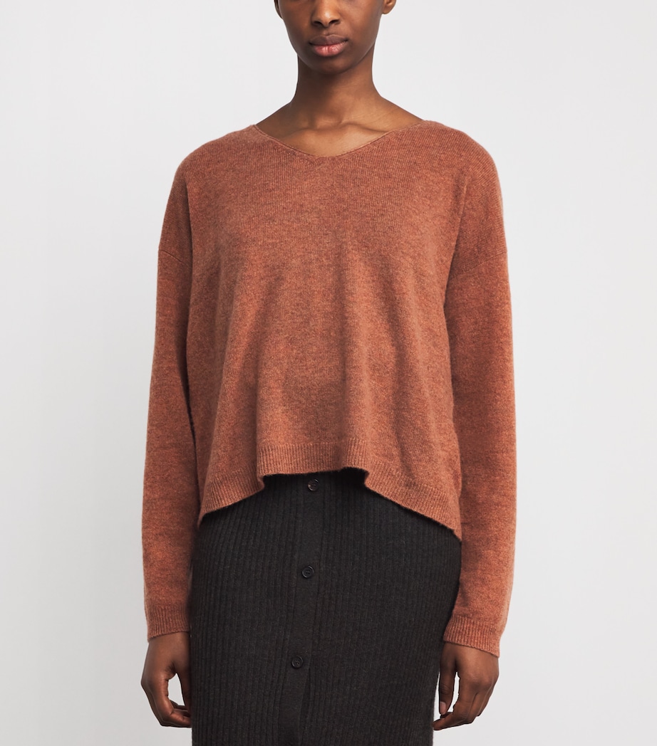 Le Kasha Womens Organic Cotton V-Neck Sweater Terracota Image 4