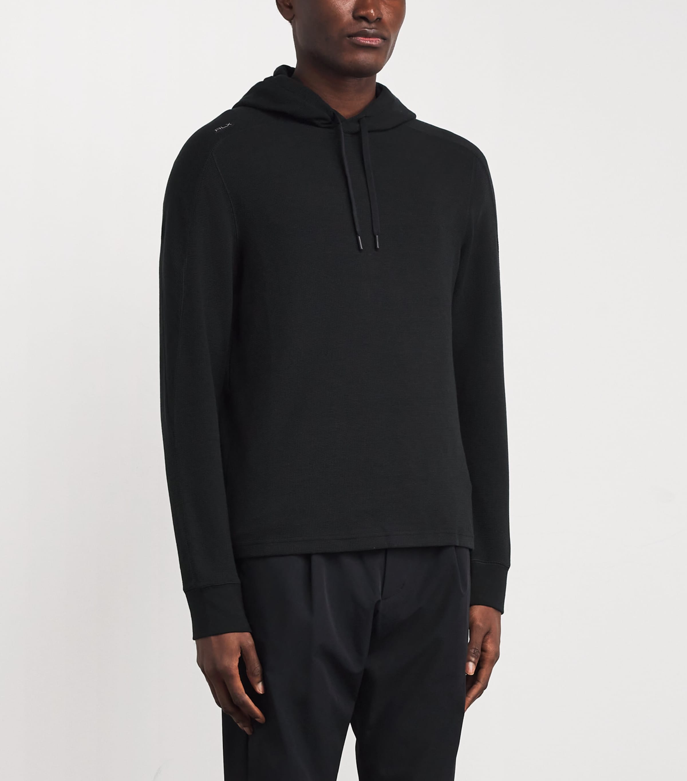 Waffle-Knit Hoodie POLO BLACK Image 3