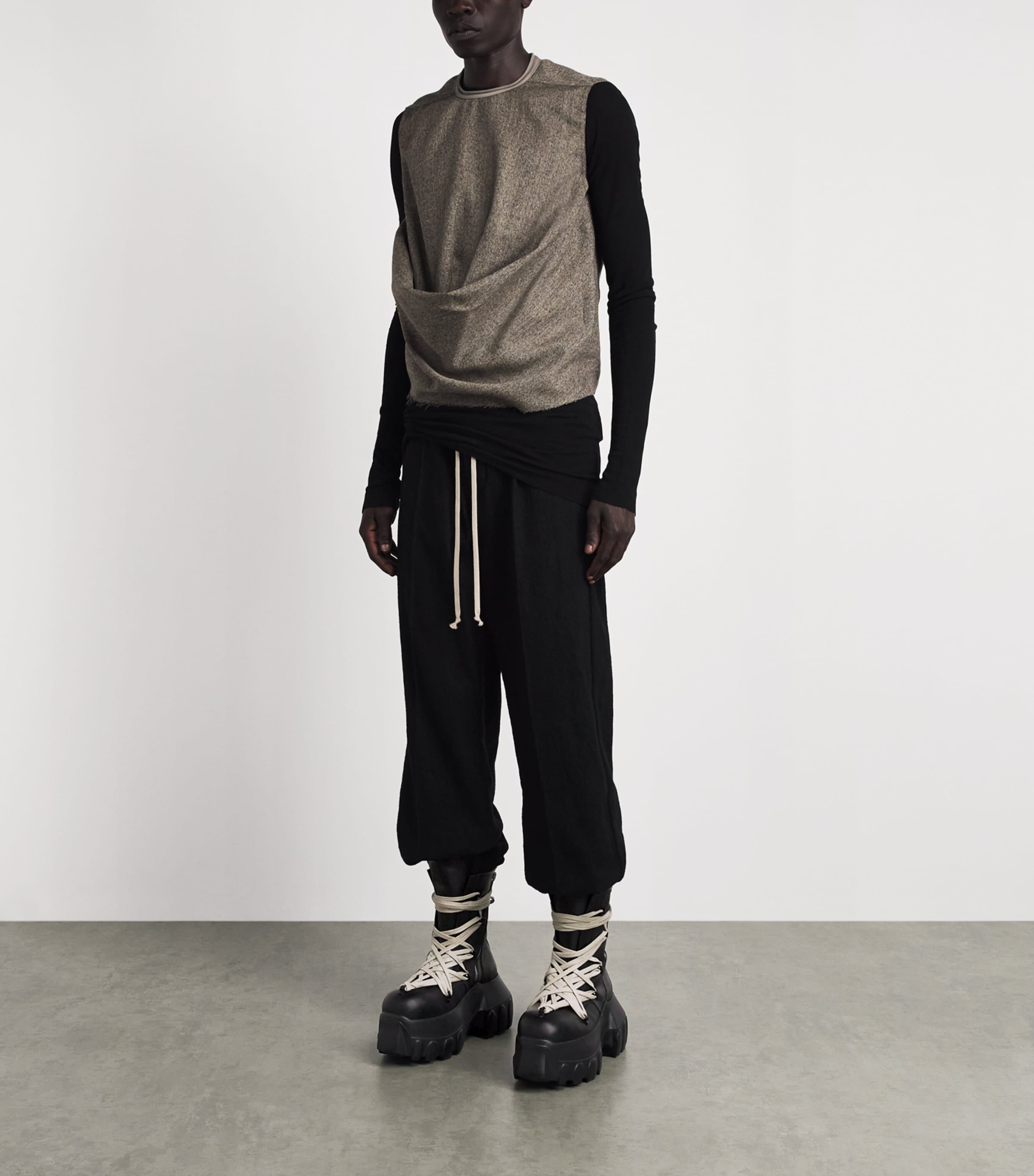 Rick Owens Leather Megalace Mega Tractor Boots Black/pearl Image 4