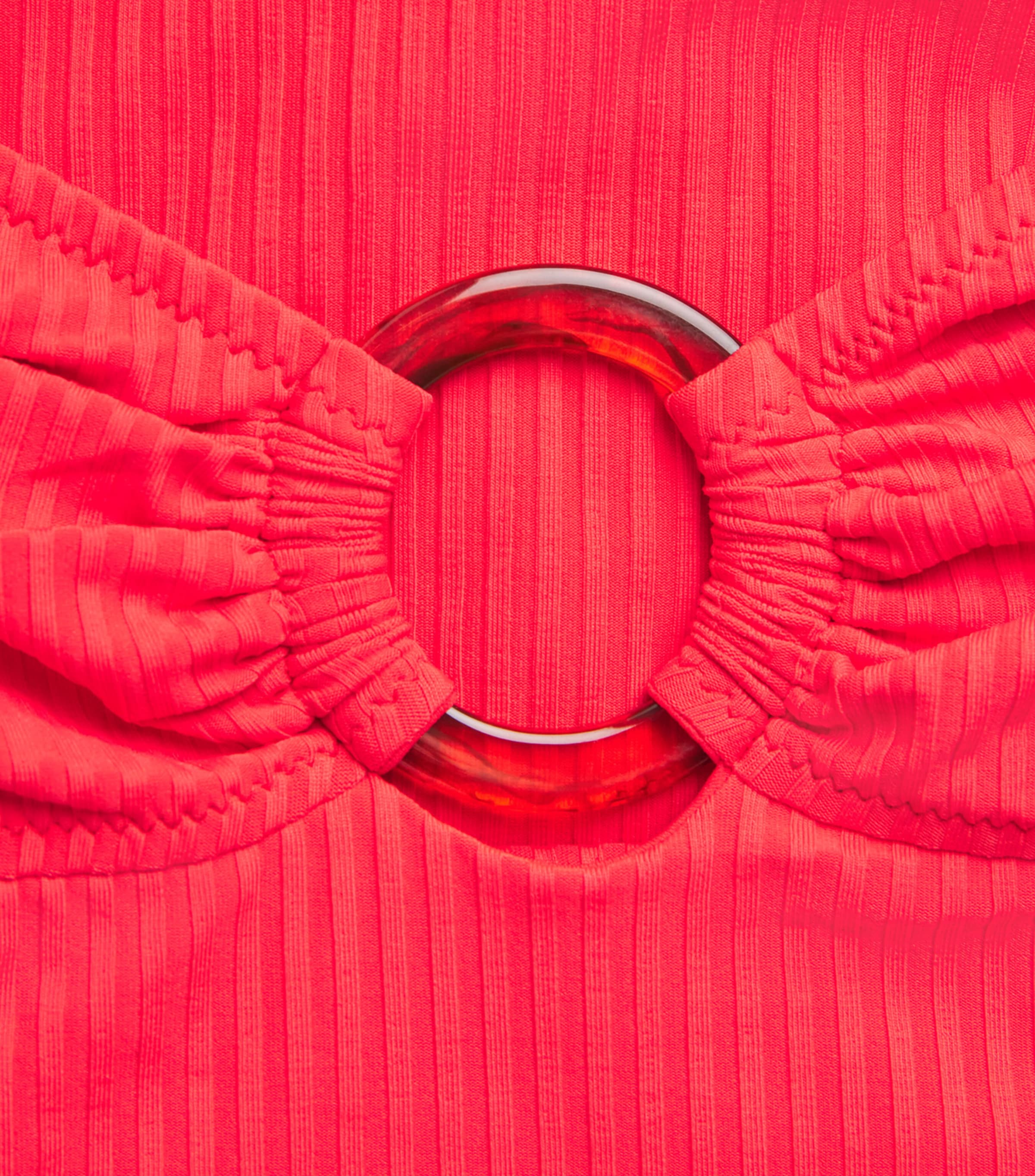 Melissa Odabash Womens Bandeau Cozumel Swimsuit Red Ribbed Image 5