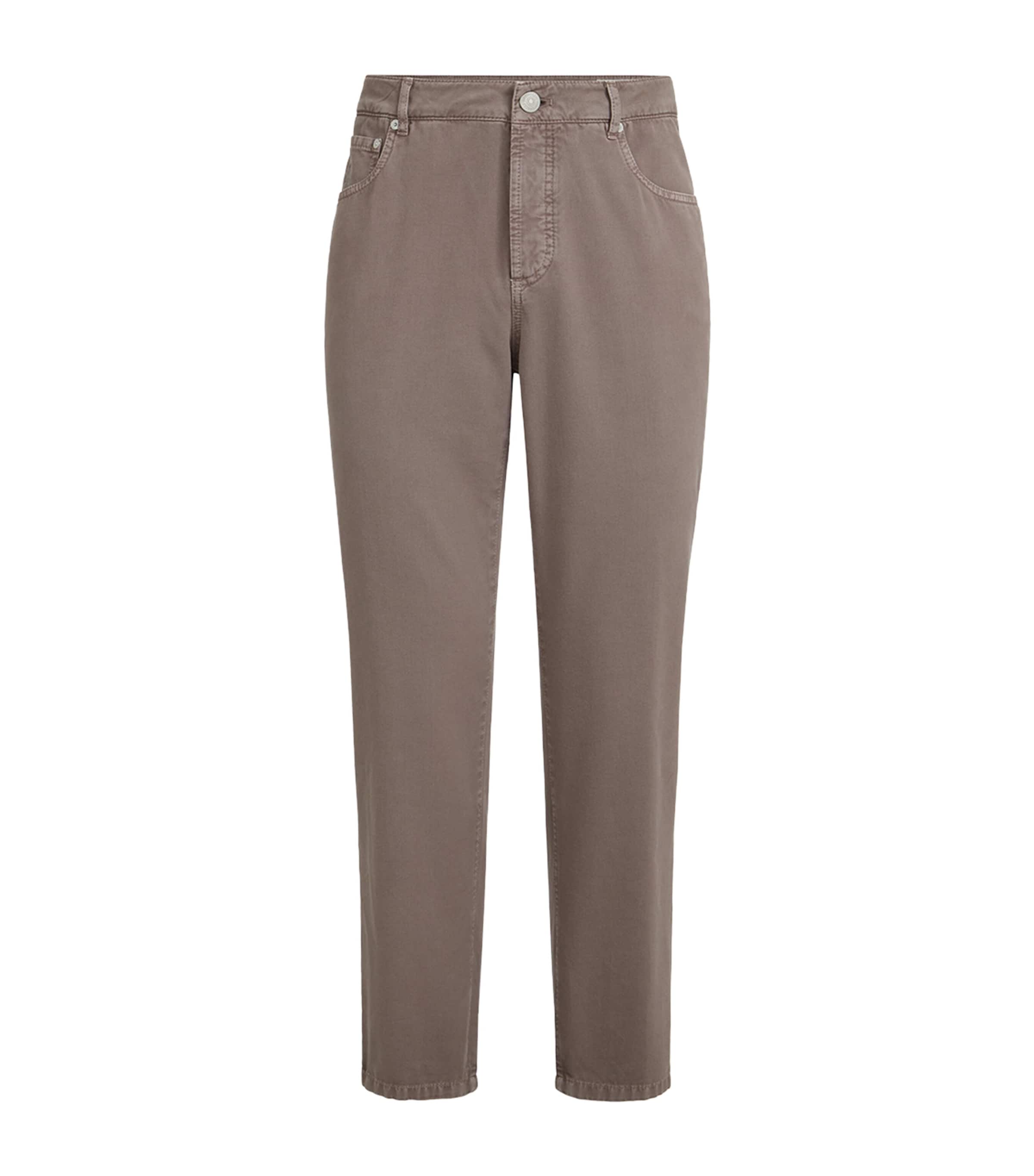 Brunello Cucinelli Mens Garment-Dyed Twisted Cotton Gabardine Jeans Image 1