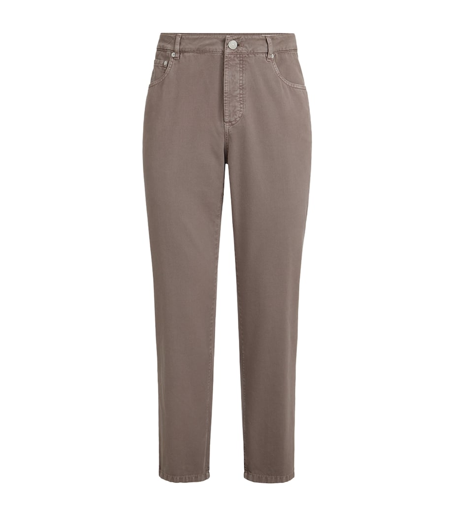 Brunello Cucinelli Mens Garment-Dyed Twisted Cotton Gabardine Jeans Image 1
