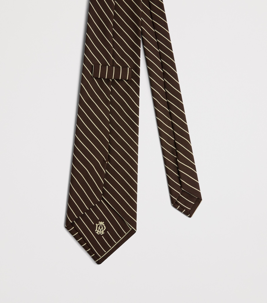Dunhill Mulberry Silk Stripe Tie Brown Image 2