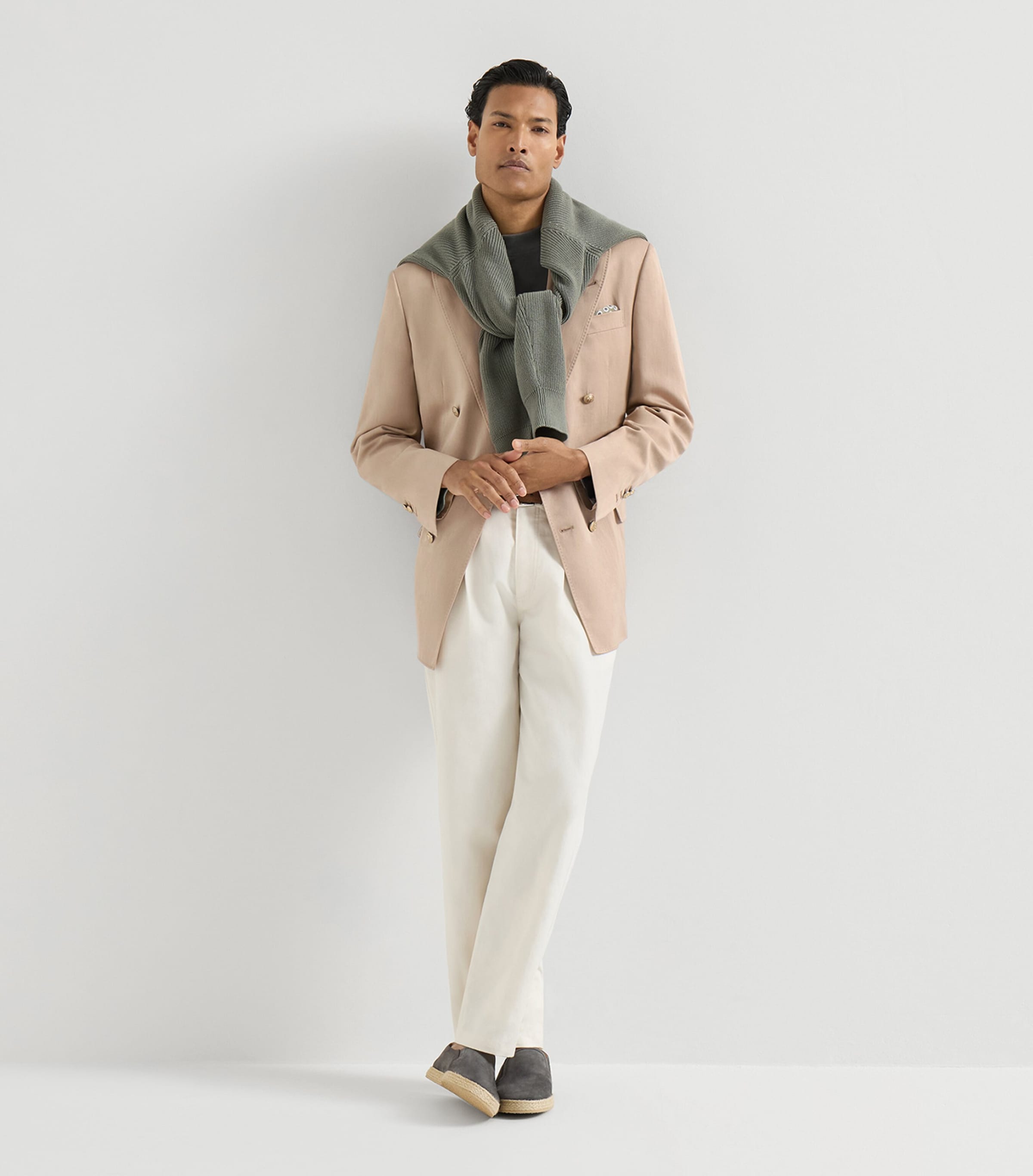 Brunello Cucinelli Mens Silk Délavé and Linen Gabardine Deconstructed Blazer Image 5