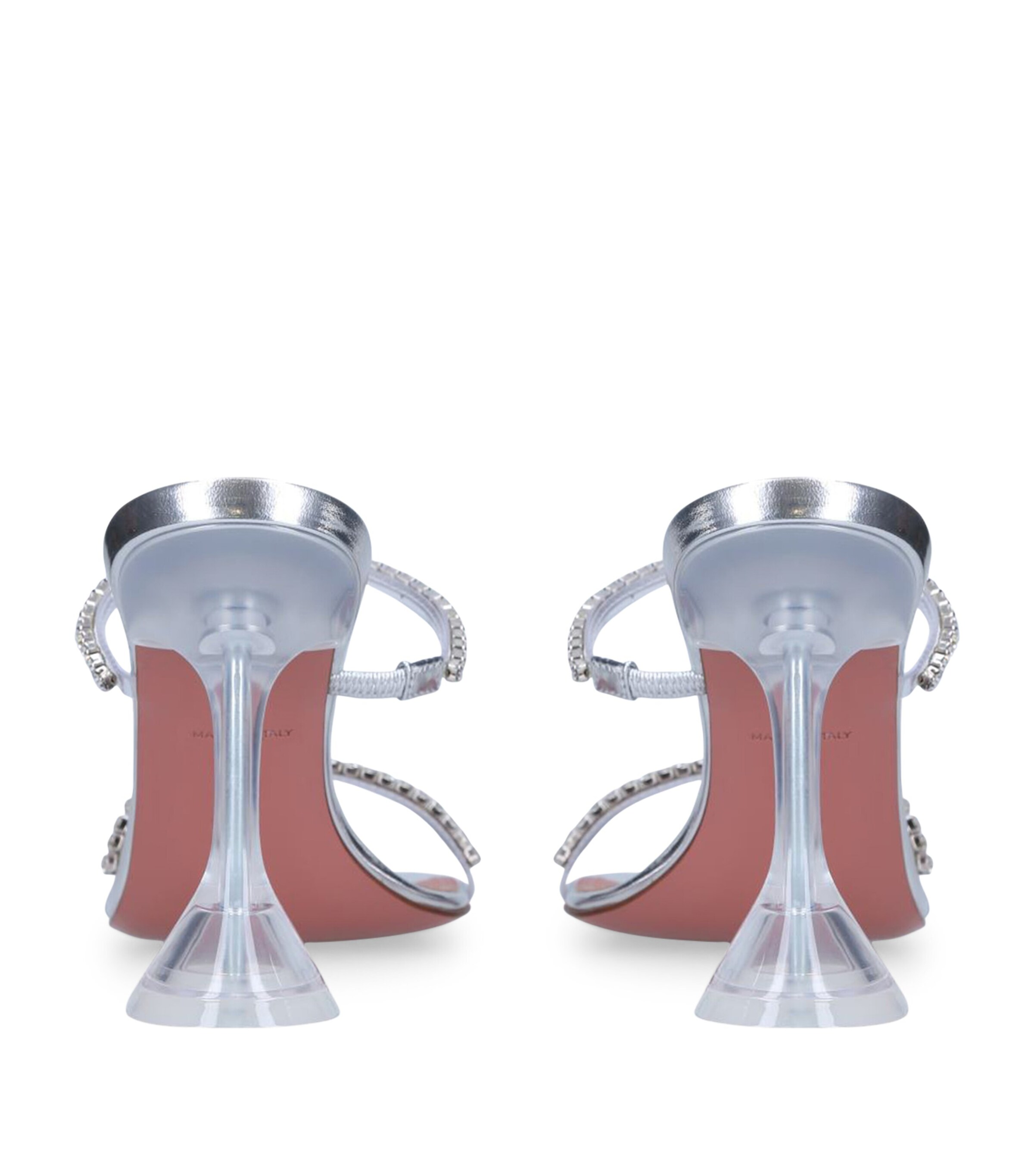 【関税込み】Amina Muaddi シルバー Gilda Glass 95 ヒール Gilda Glass Sandal Transparent Pvc and White Crystals