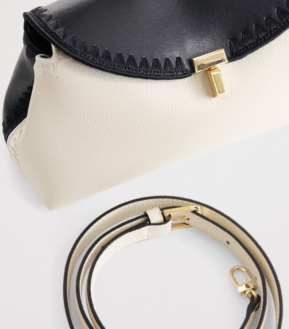 Leather T-Lock Clutch Bag 349 BLACK/MILK Image 6