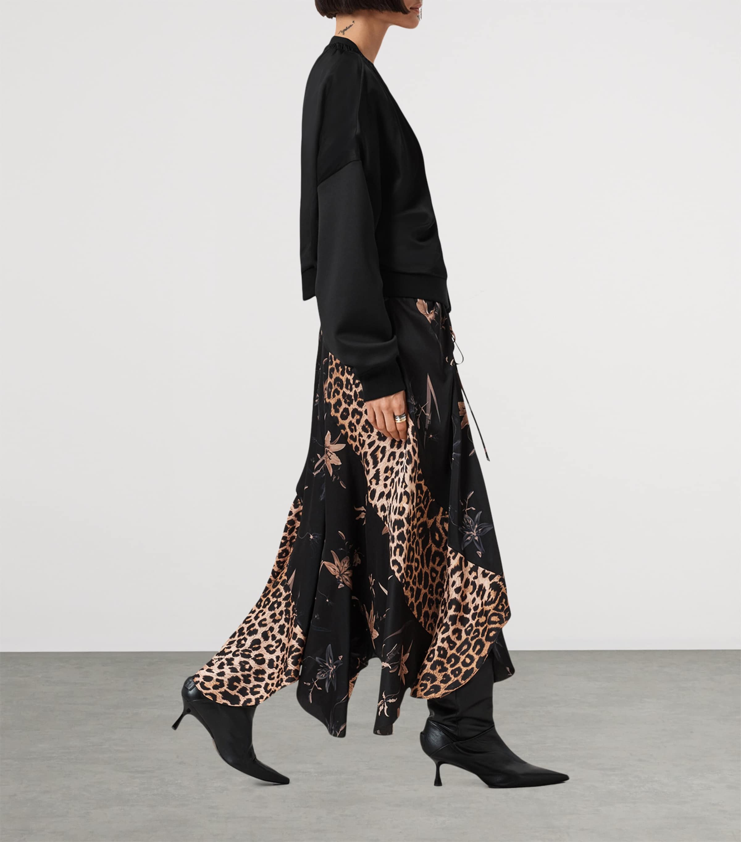 AllSaints Womens Arleen Midi Skirt Petra Black Image 5