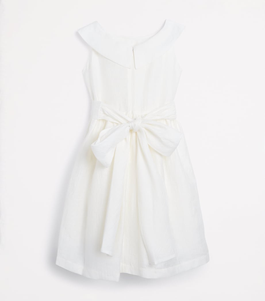 Linen-Blend Bow-Belt Dress (4-12 Years) 1010 MILK/MILK Image 2