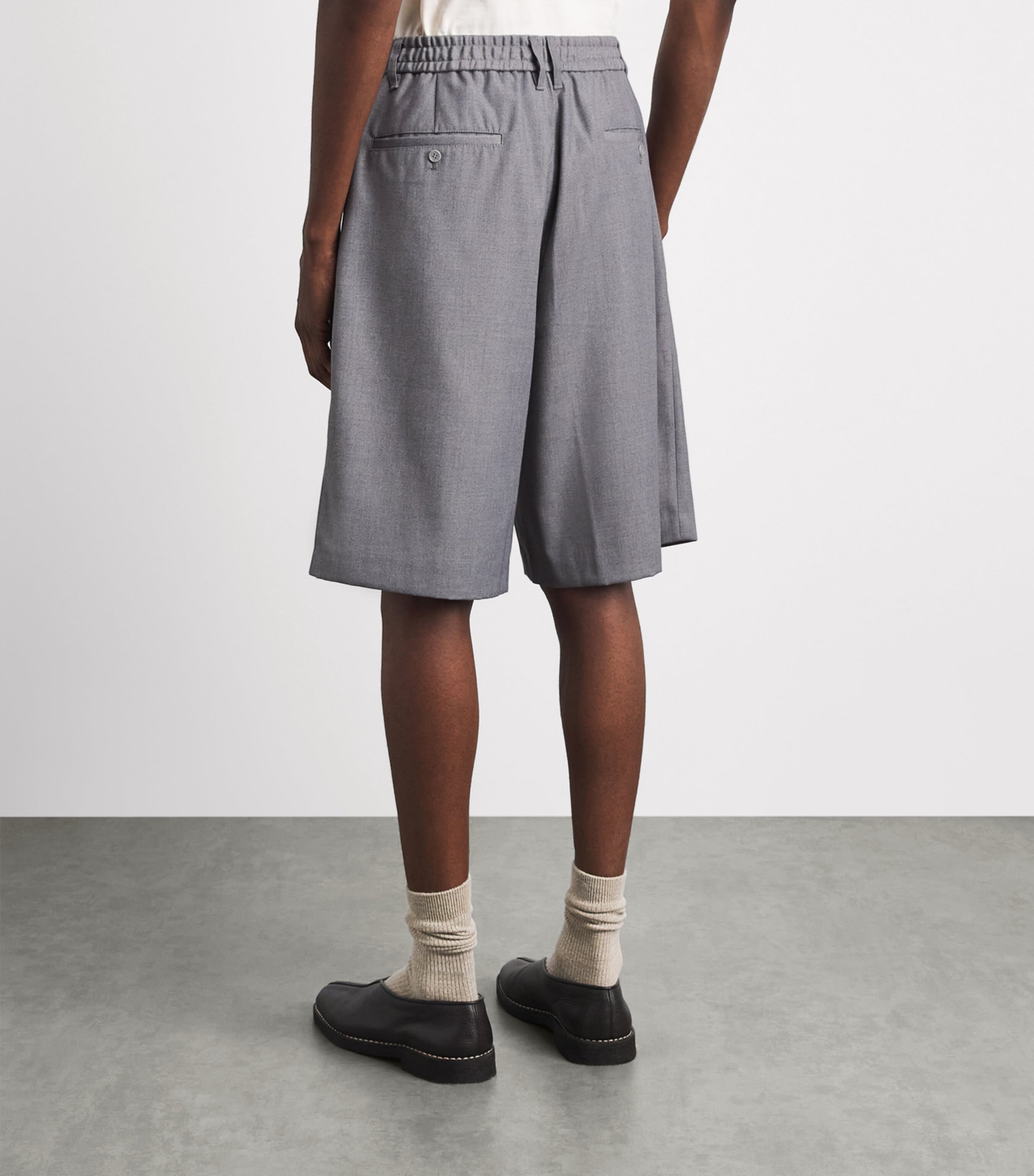about:blank Mens Cotton Oversized Bermuda Shorts Light Grey Image 5