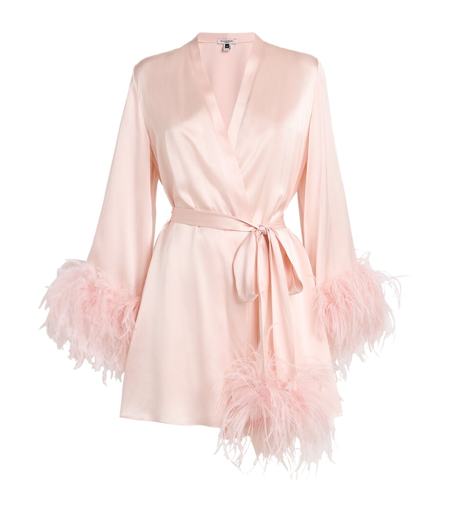 Pink Cashmere Short Robe Gilda & Pearl Pink Silk-Ostrich Feather Short Robe | Harrods US