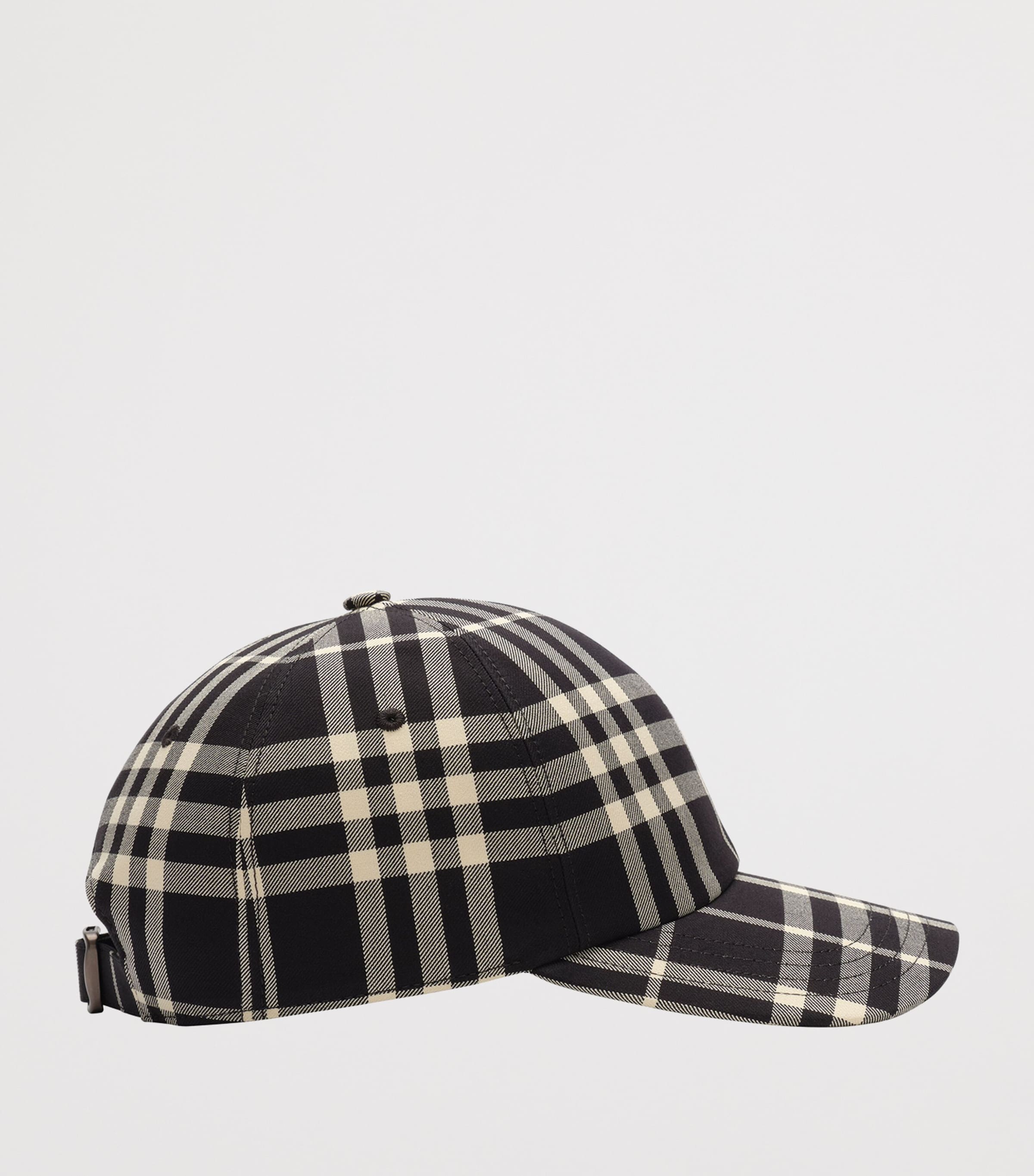 Burberry Cotton Check Baseball Cap Black/calico Ip Chk Image 2