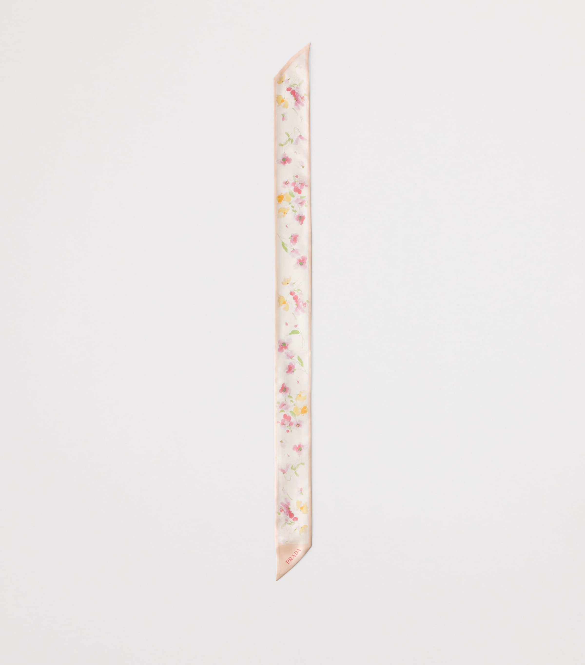 Silk Twill Floral Skinny Scarf F04RS Image 3