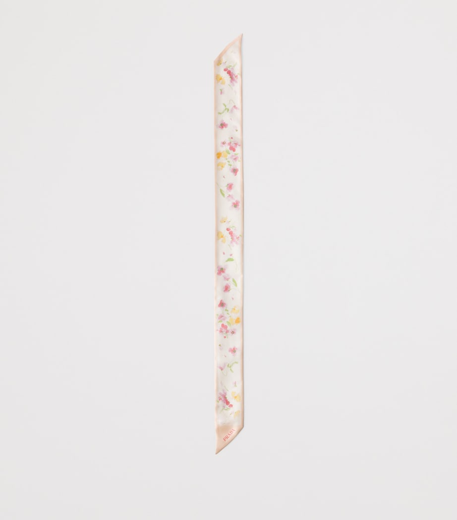 Silk Twill Floral Skinny Scarf F04RS Image 3