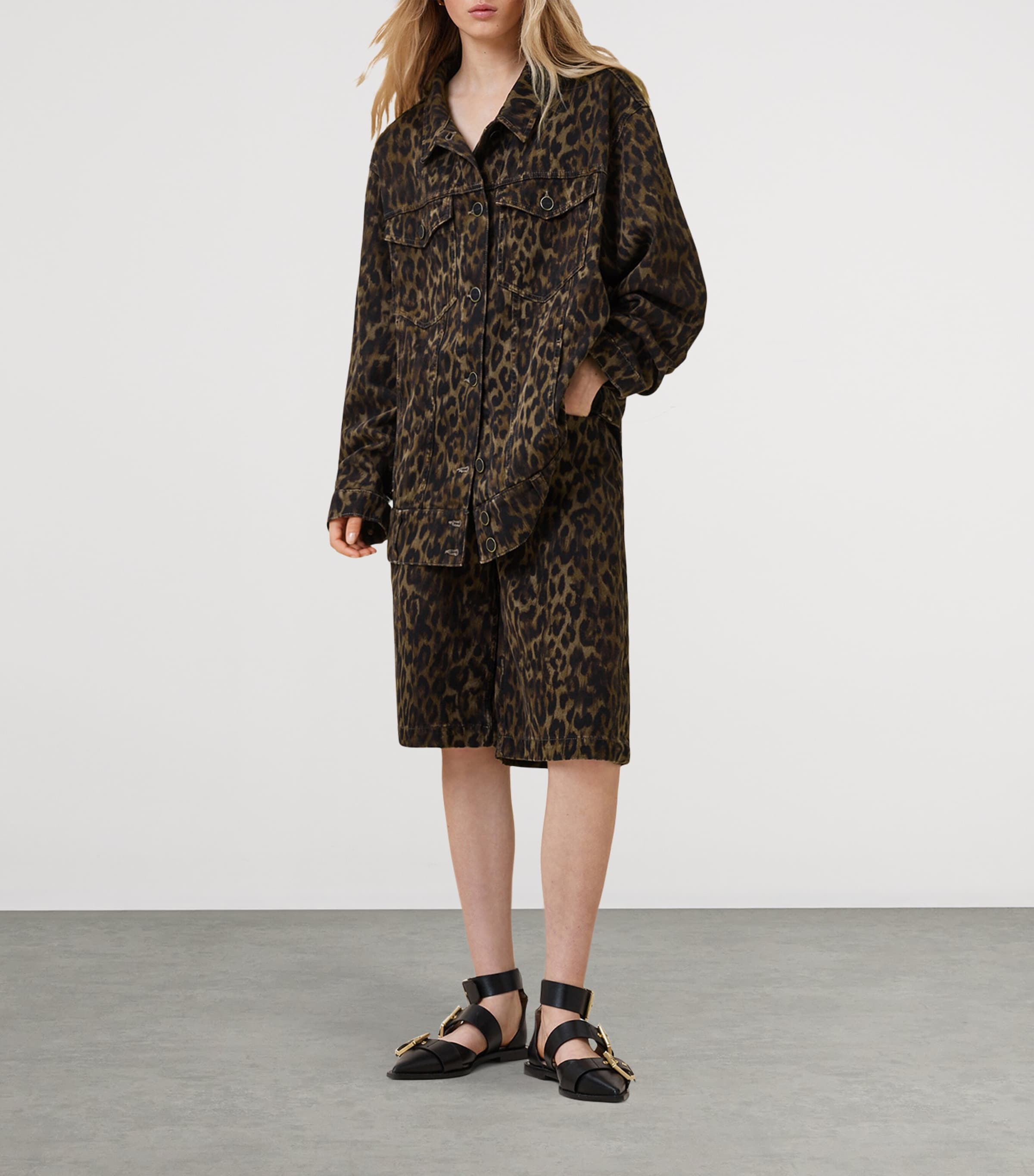 Leopard Print Willow Denim Jacket LEPPO BROWN Image 2