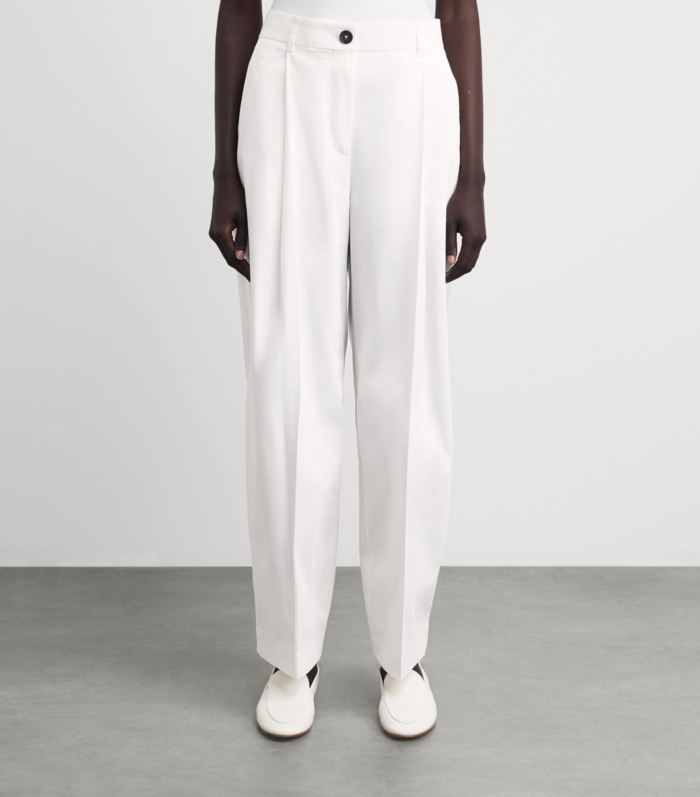 Toteme Womens Cotton Pleated Trousers White Image 4