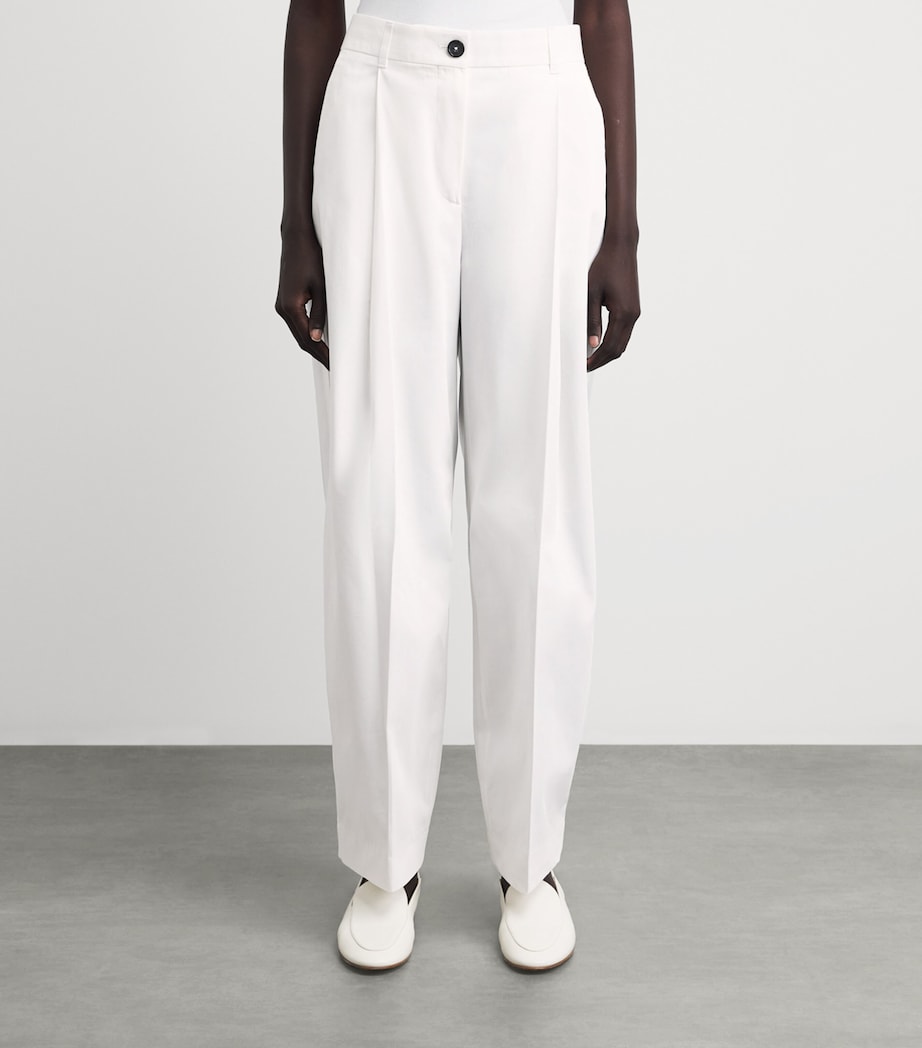 Toteme Womens Cotton Pleated Trousers White Image 4