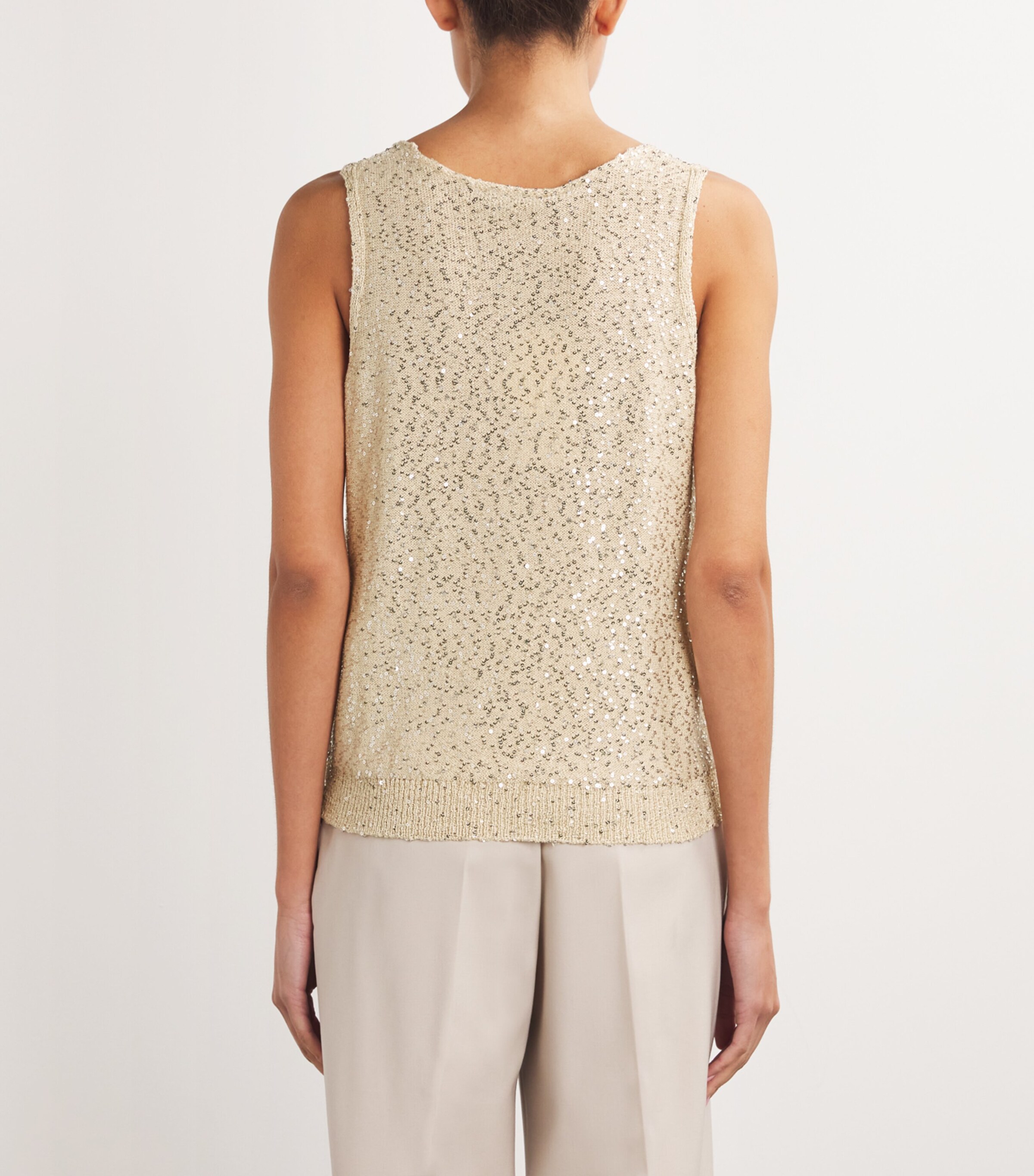 Sequinned Knitted Tank Top SILVER Image 4