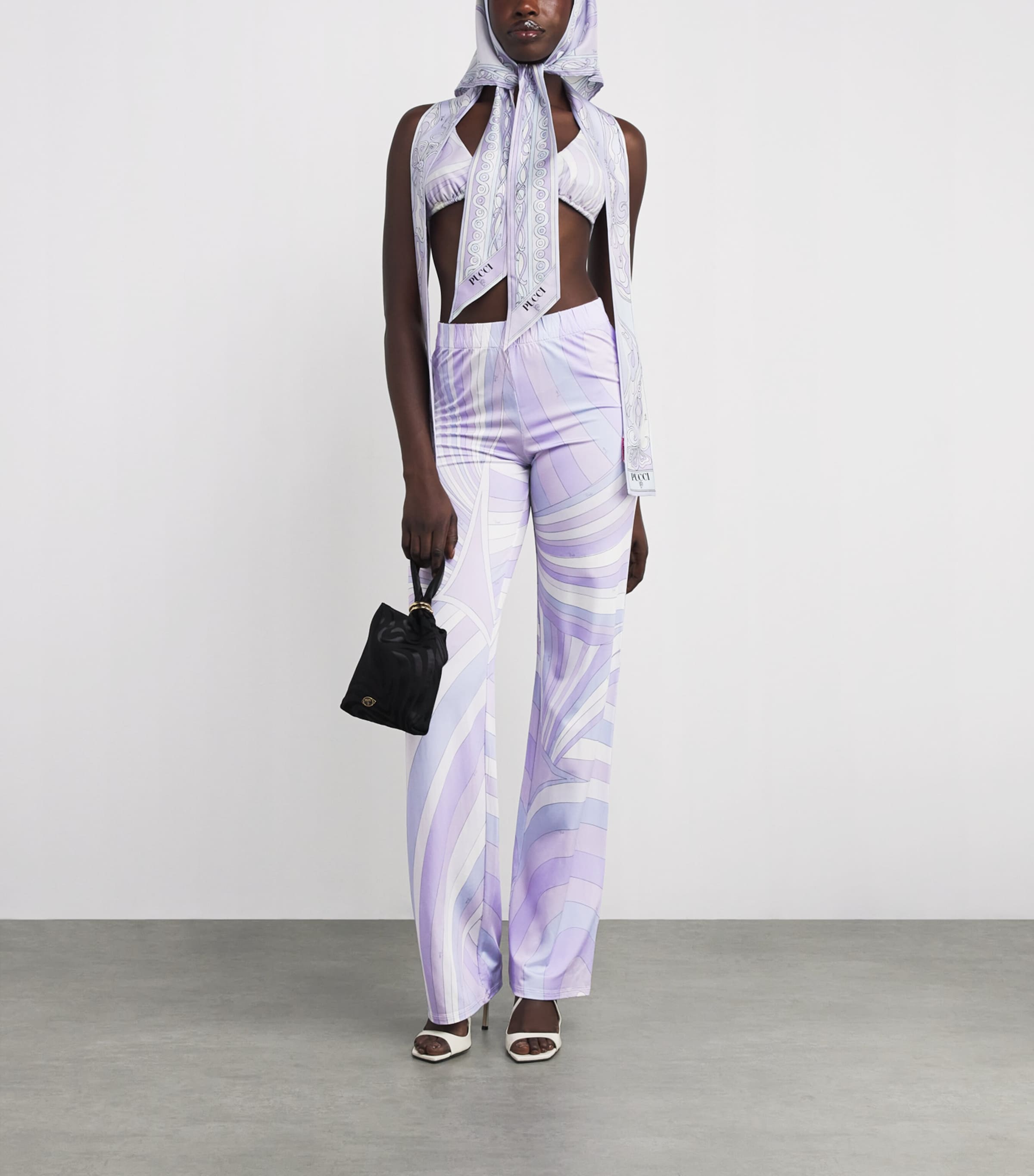 Satin Straight Trousers 009/LAVANDER Image 2