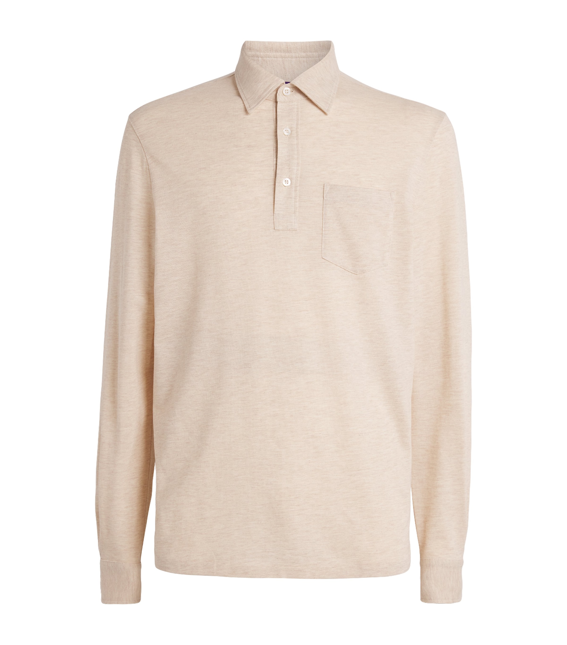 Wool Long-Sleeve Polo Shirt CHAMPAGNE Image 1
