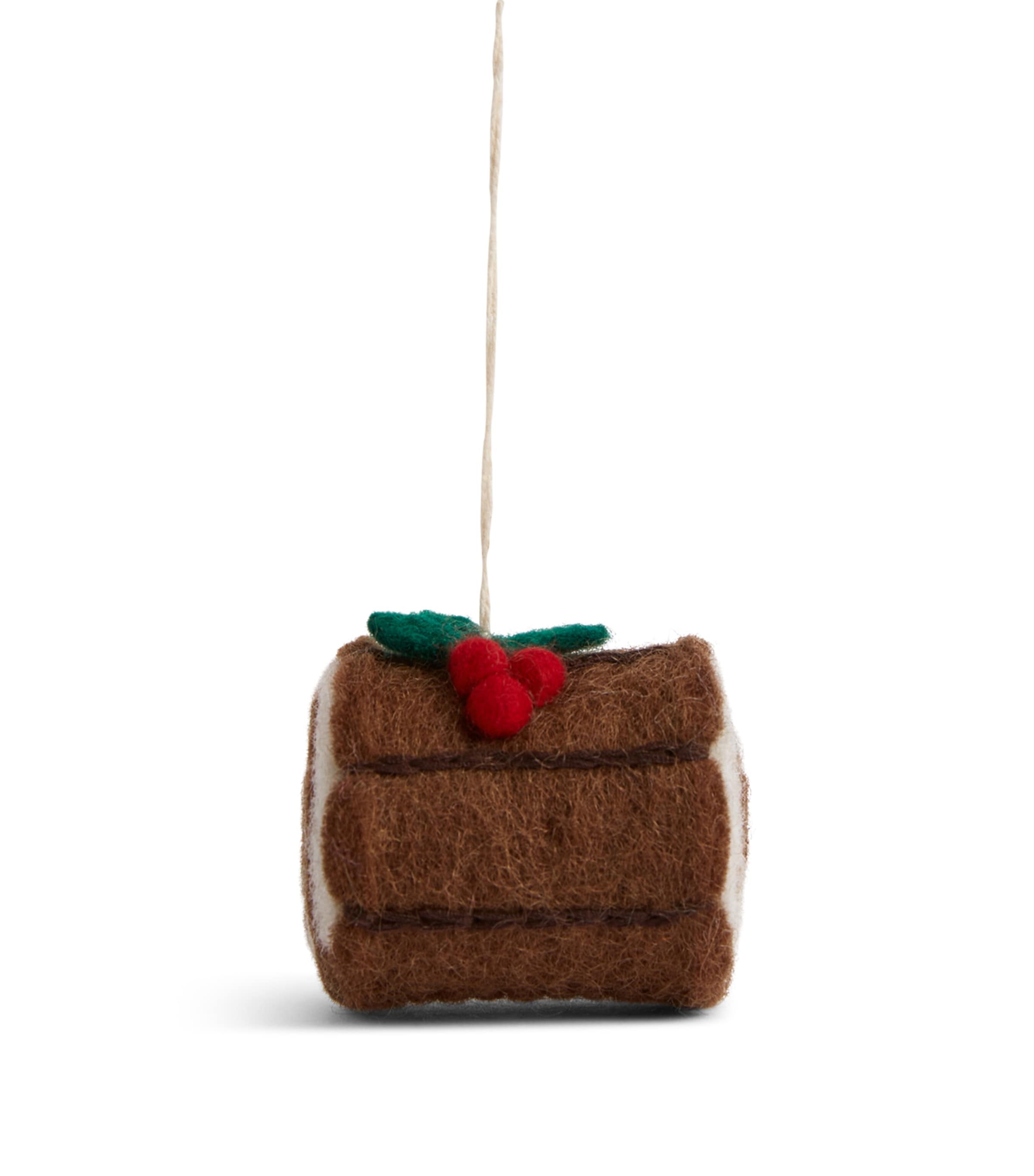 Harrods Yule Log Tree Decoration Brown White Red Image 1