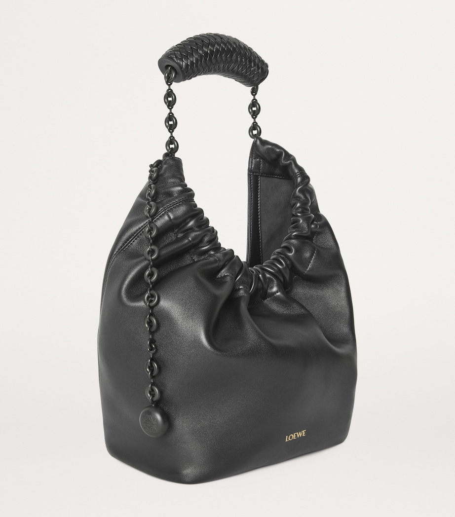 Small Leather Squeeze Top-Handle Bag BLACK Image 3
