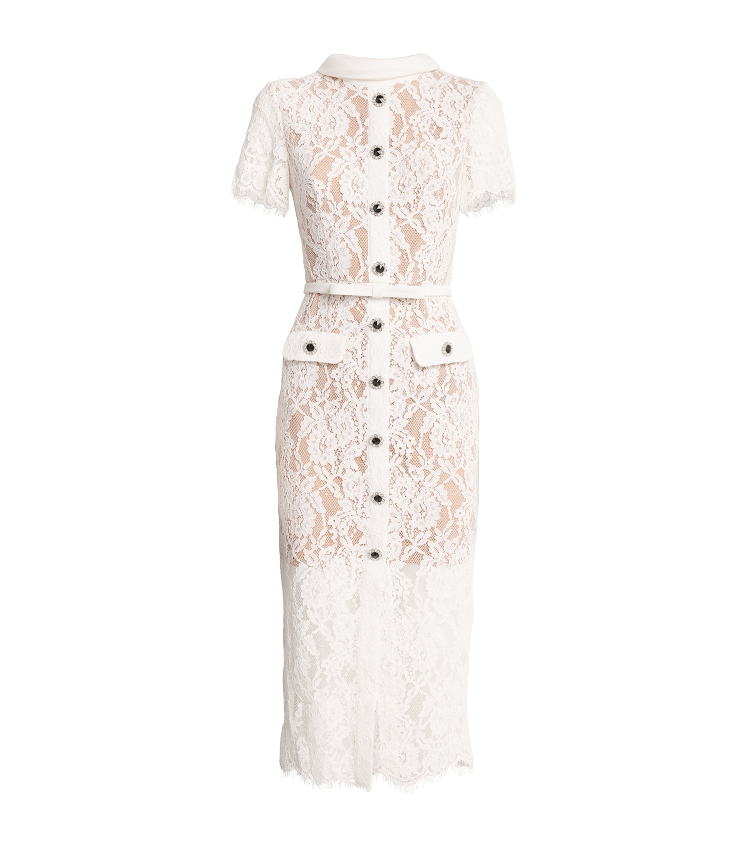 SELF-PORTRAIT LACE BUTTON MIDI DRESS