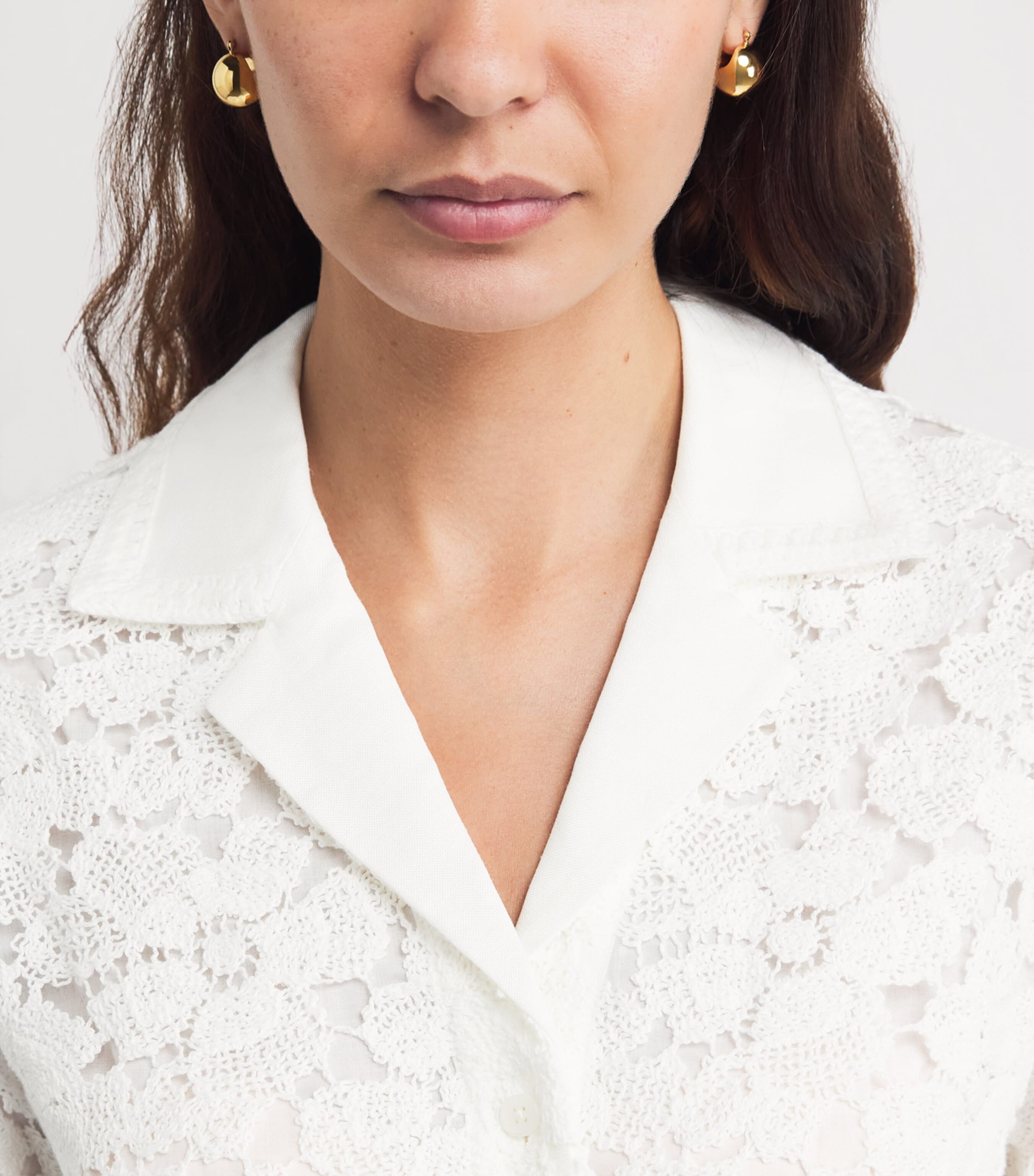 Simkhai Womens Lace Glenn Camp Shirt Ivory Image 3