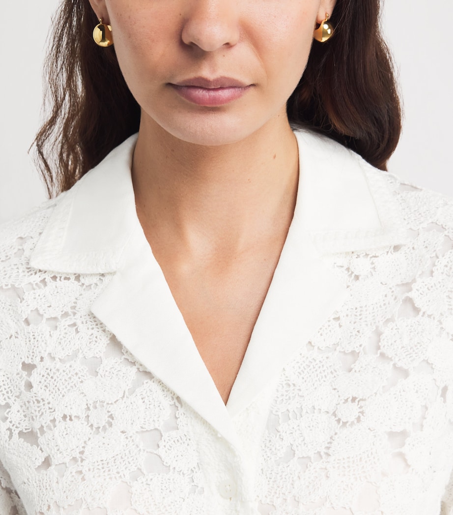 Simkhai Womens Lace Glenn Camp Shirt Ivory Image 3