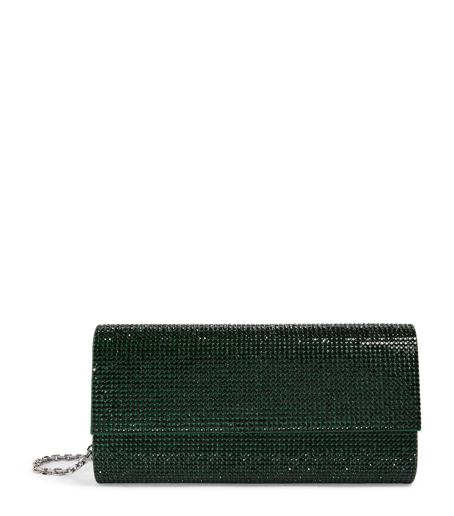 Satin Crystal-Embellished Perry Clutch Bag SEMER-SILVER EMERALD Image 1
