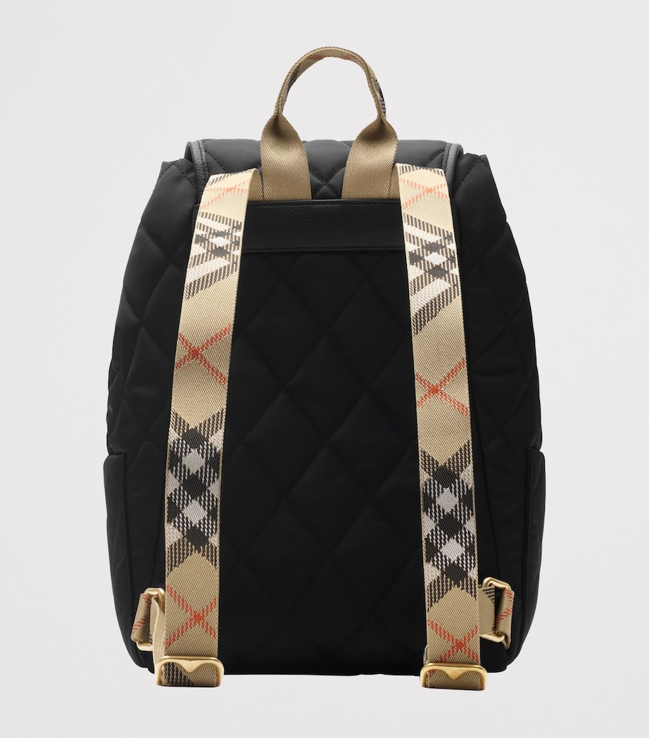 Quilted Horseshoe Backpack BLACK Image 3