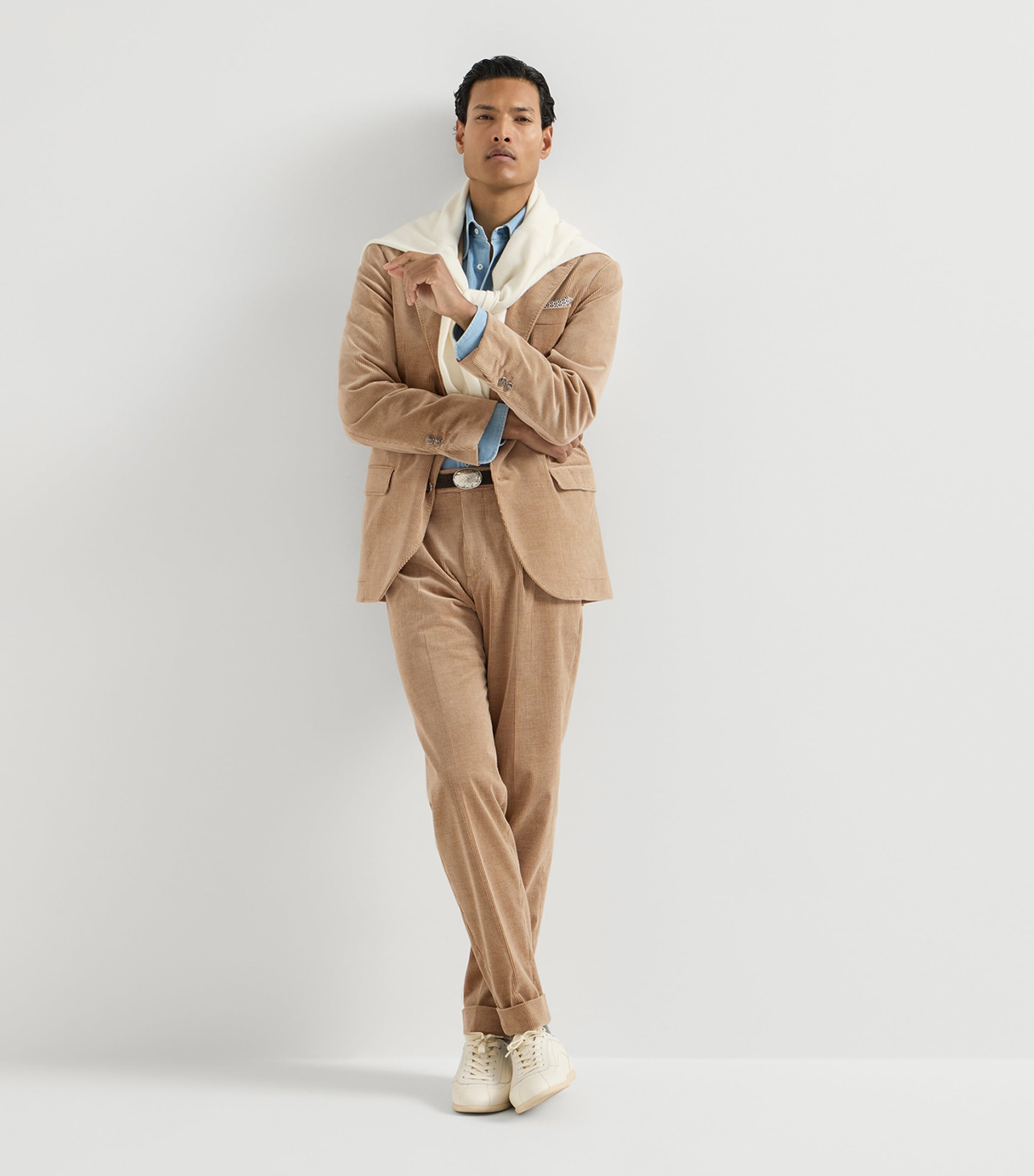 Brunello Cucinelli Mens Cotton-Cashmere-Blend Corduroy Image 4