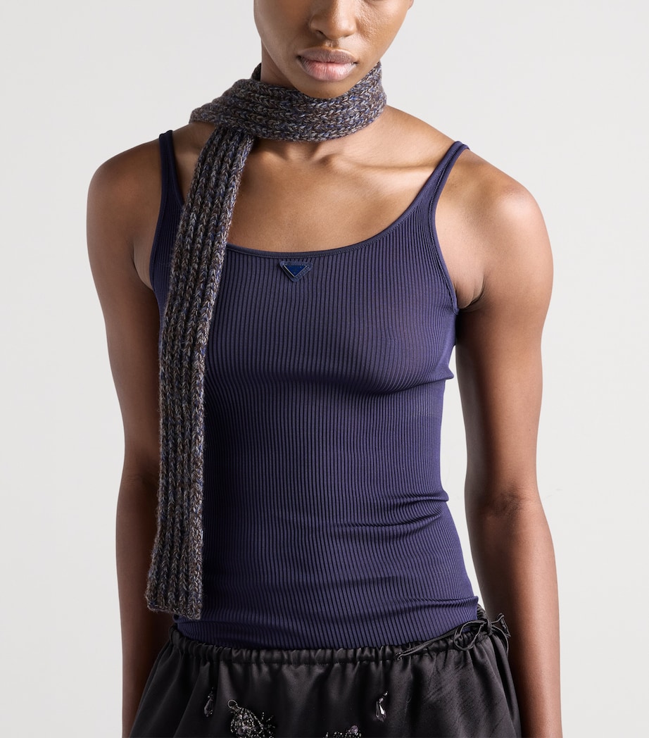 Prada Womens Silk-Knit Tank Top Blue Image 4