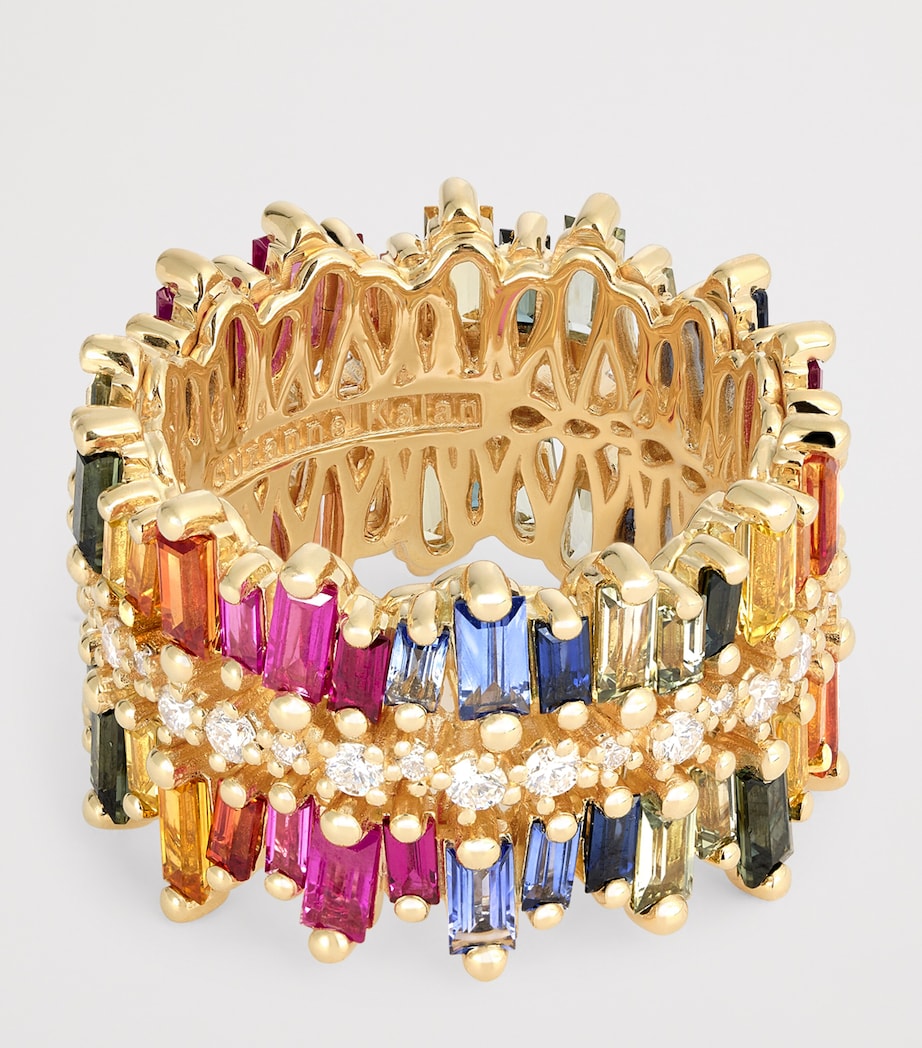 Yellow Gold, Diamond and Sapphire Shimmer Eternity Ring (Size 6.5) 18K YG/RS Image 4